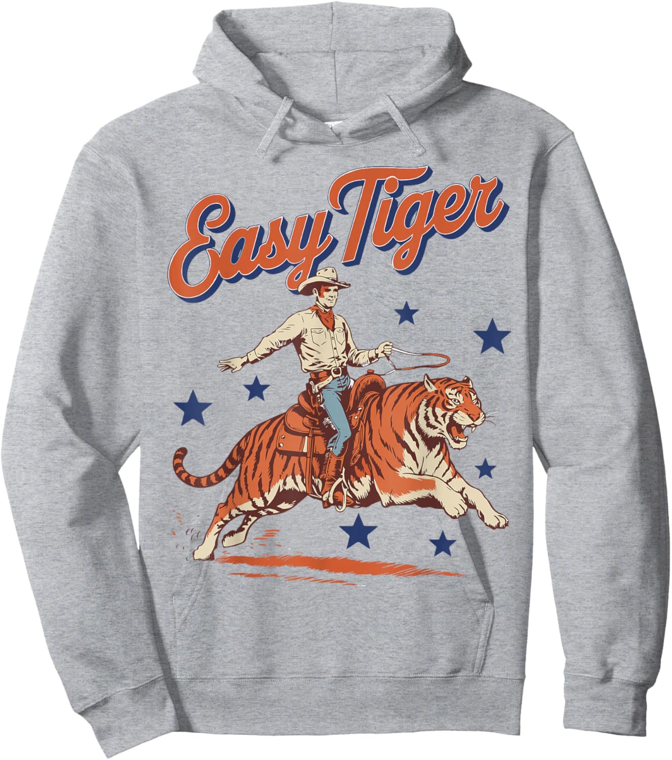 Vintage Easy Tiger Cowboy Western Country Cute Rodeo Hoodie - Hoodie | Ash