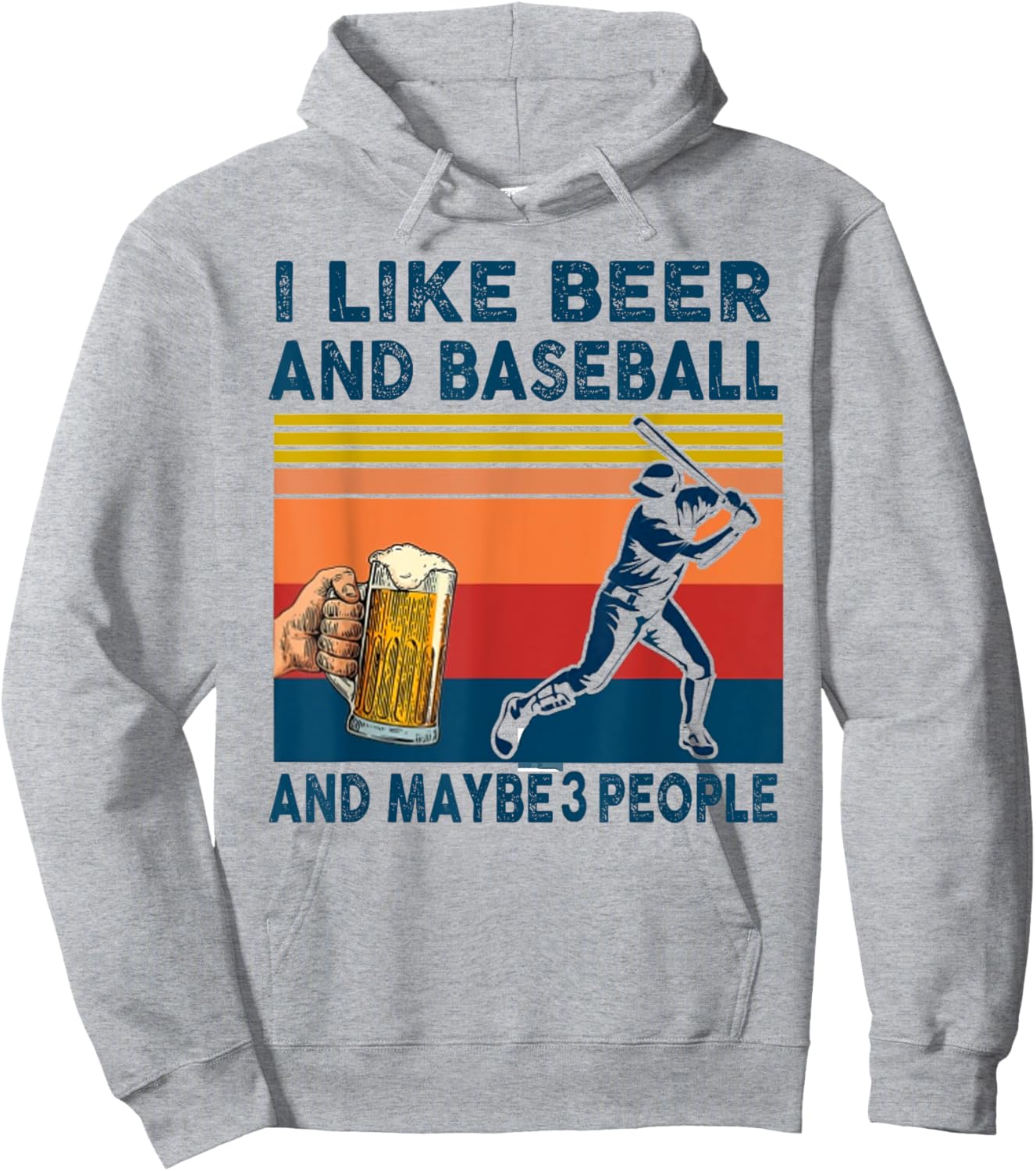 I Like Beer And Baseball And Maybe 3 People Hoodie - Hoodie | Ash