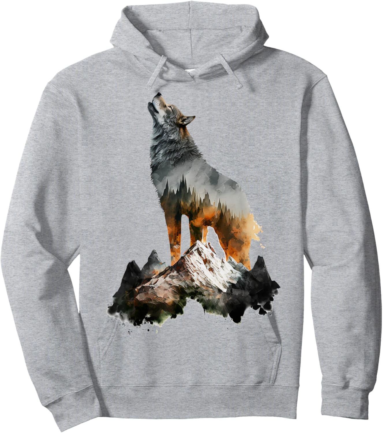 Wolf Howls Mountains Nature Animal Art Animal Lover Wolf Hoodie - Hoodie | Ash