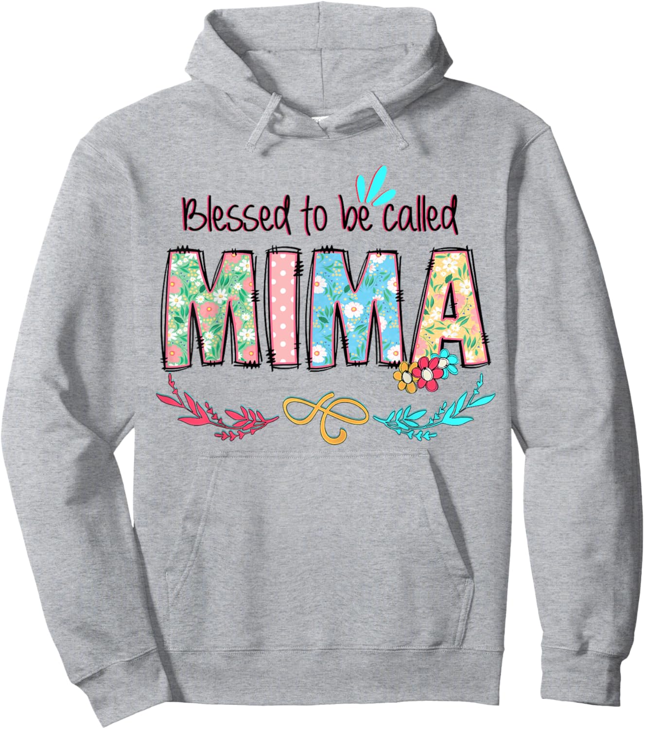 Blessed to Be Called Mima Floral Mother's Day Hoodie - Hoodie | Ash