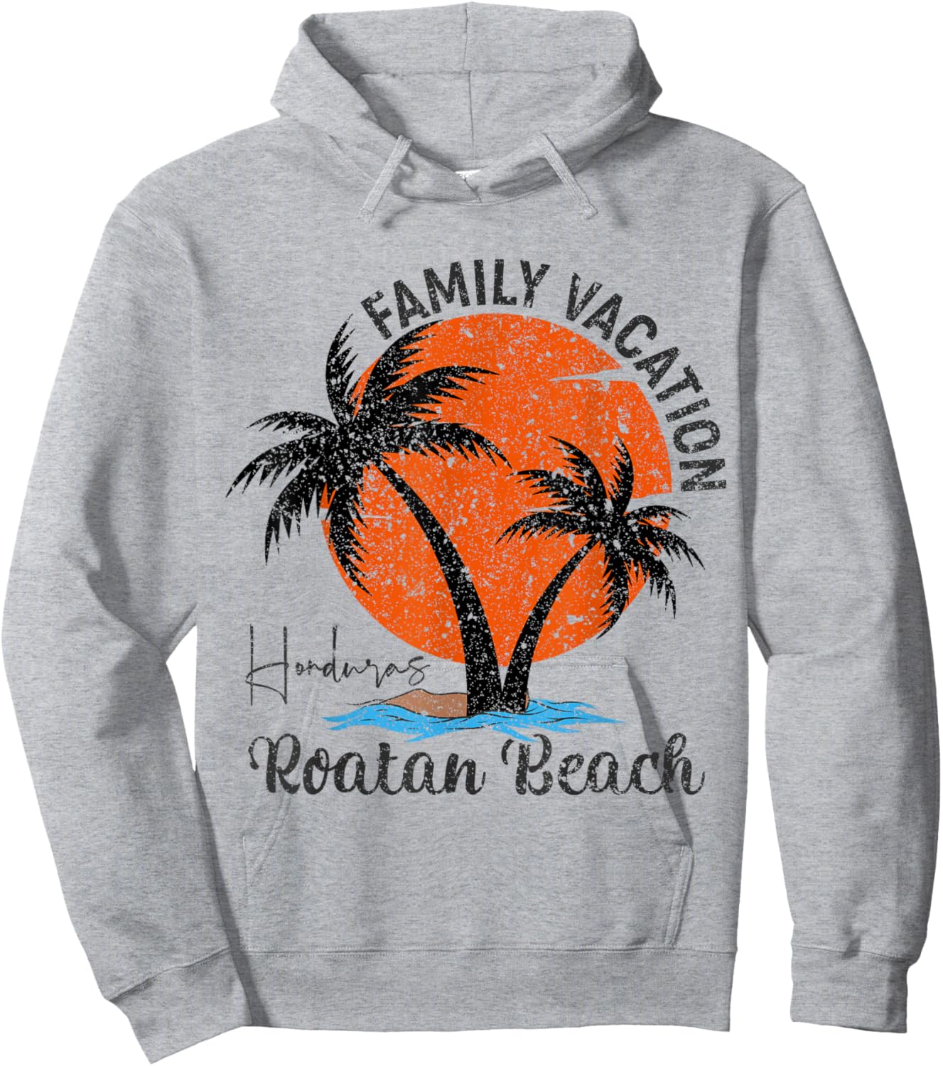 Vintage Family Vacation Palm Trees Roatan Honduras Beach Hoodie - Hoodie | Ash