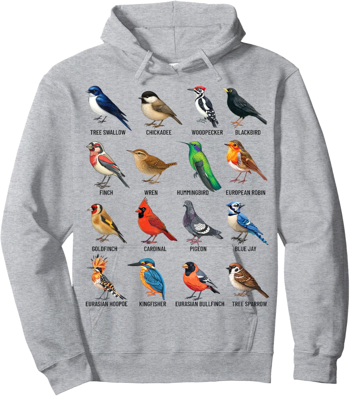 Garden Birds Ornithology Nature Educational Boys Girls Kids Hoodie - Hoodie | Ash