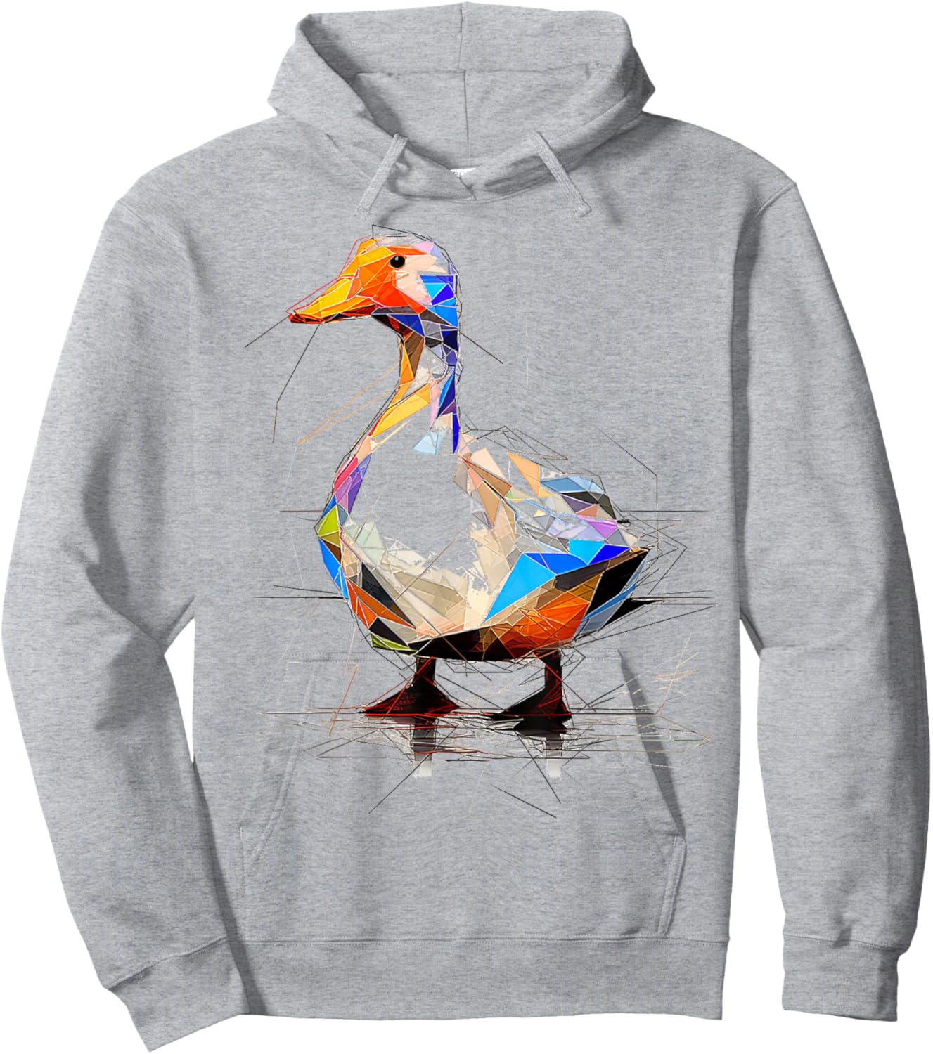 Duck Polygon Drawing Animal Abstract Art Graphic Bird Hoodie - Hoodie | Ash