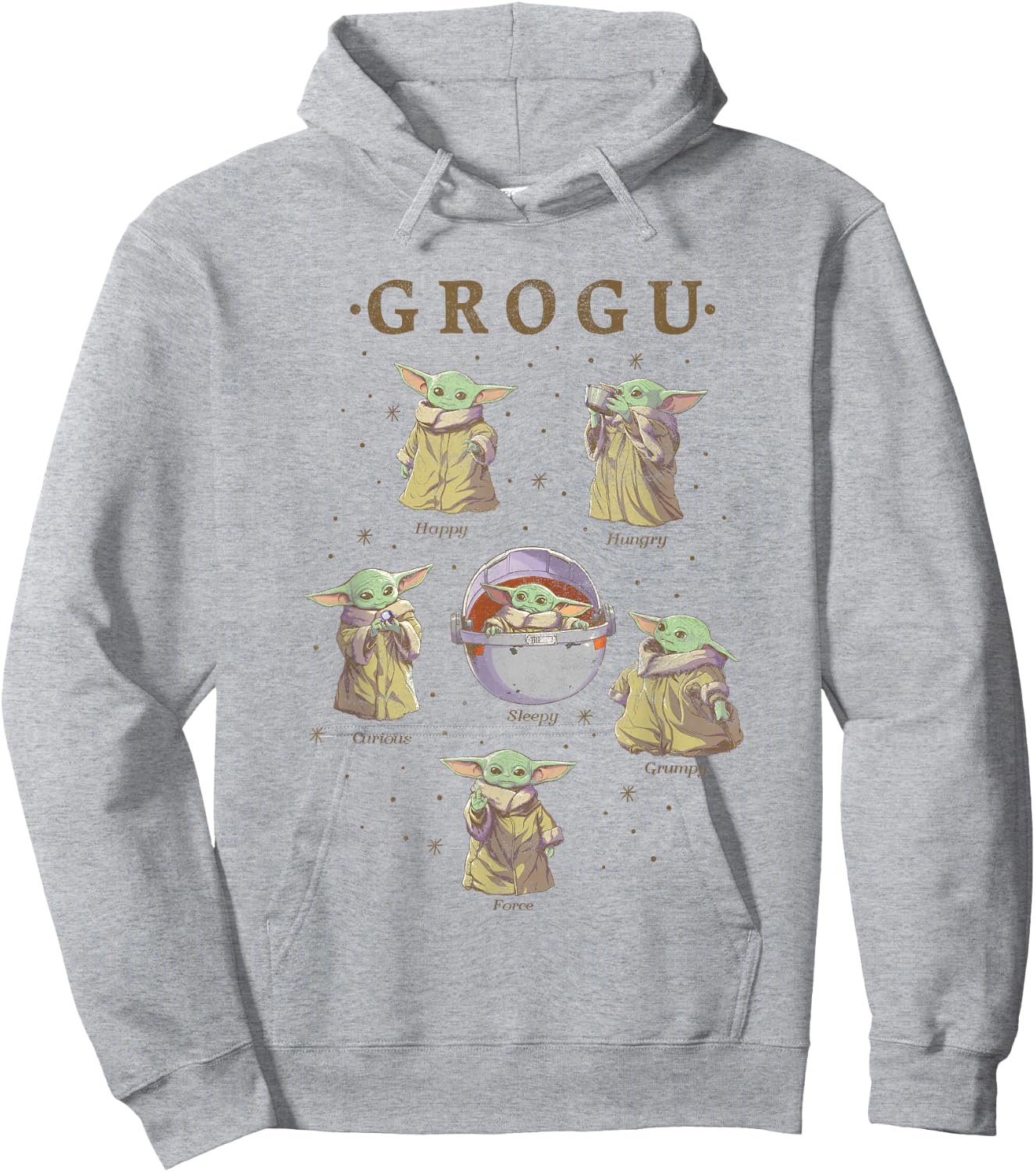 Star Wars: The Mandalorian Grogu Moods Of The Child Vintage Hoodie - Hoodie | Ash