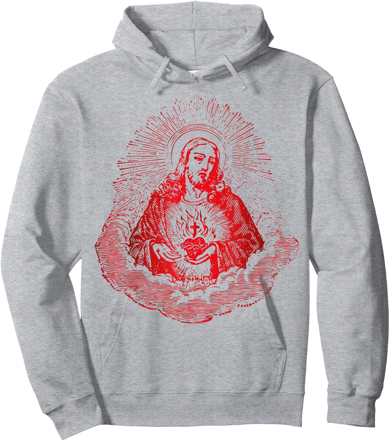 Sacred Heart of Jesus Christ Vintage Art Catholic Hoodie - Hoodie | Ash