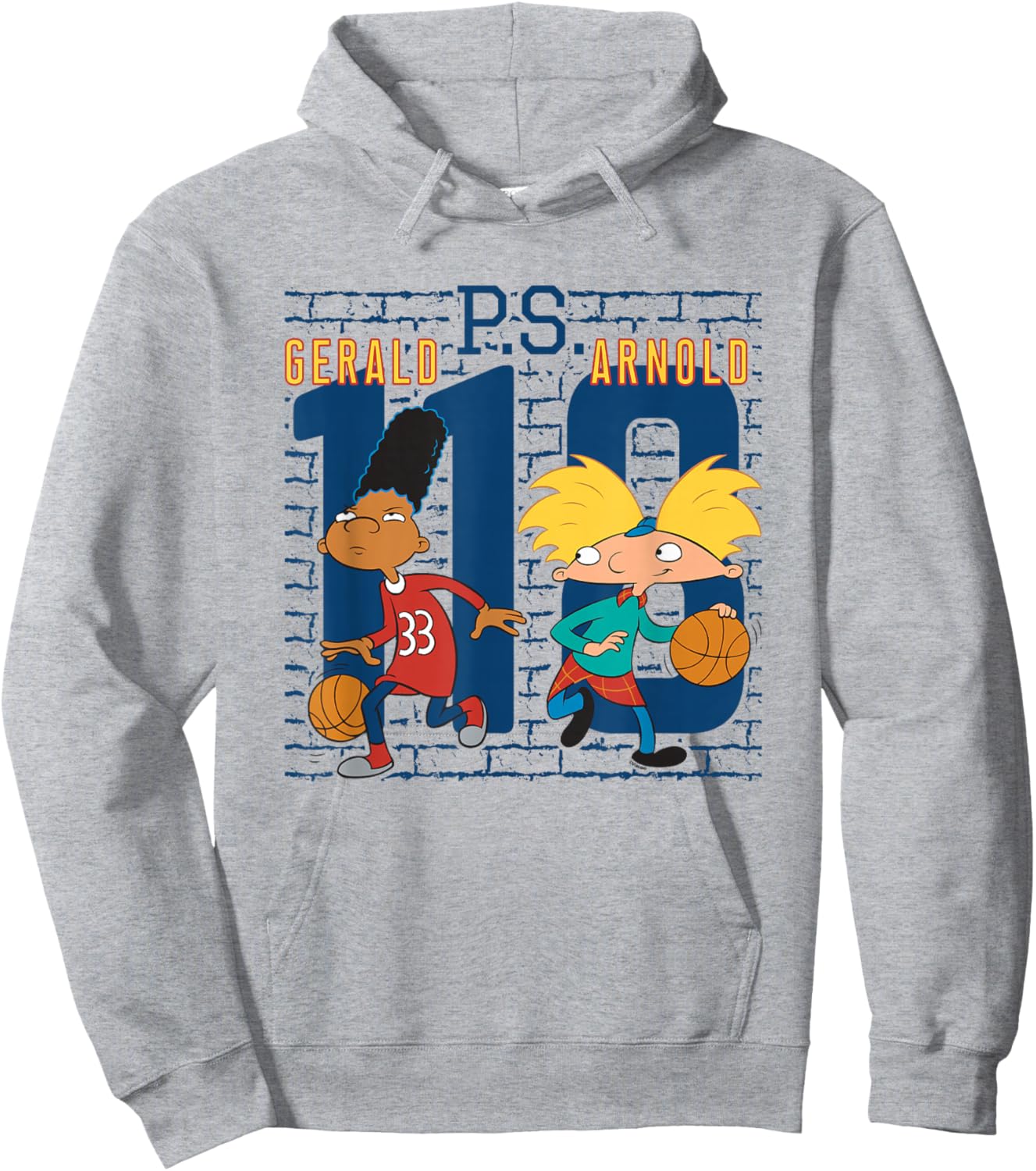 Hey Arnold! Gerald PS Arnold 118 Collegiate Big Chest Logo Hoodie - Hoodie | Ash