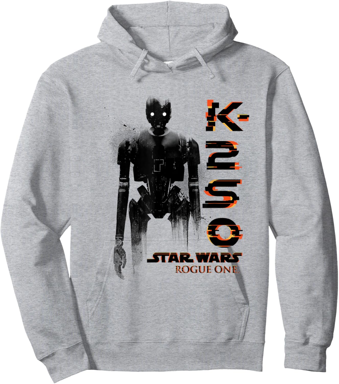 Star Wars Rogue One K-2SO Splat Paint Silhouette Chest Logo Hoodie - Hoodie | Ash