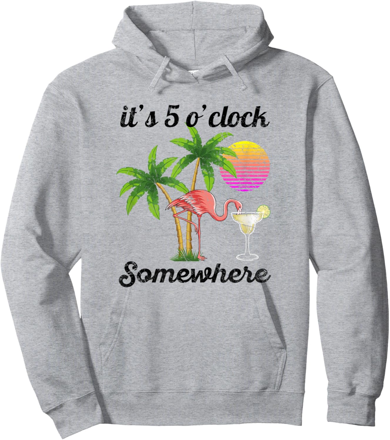 it's 5 o'clock somewhere. Tropical Flamingo margarita Hoodie - Hoodie | Ash