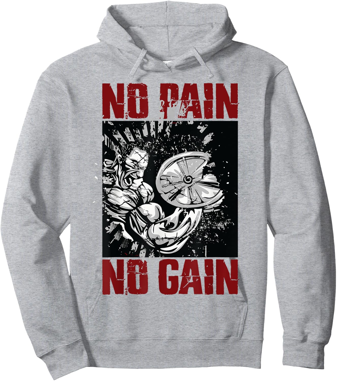 Bodybuilding Sayings and Gym Shirts No Pain No Gain Hoodie - Hoodie | Ash
