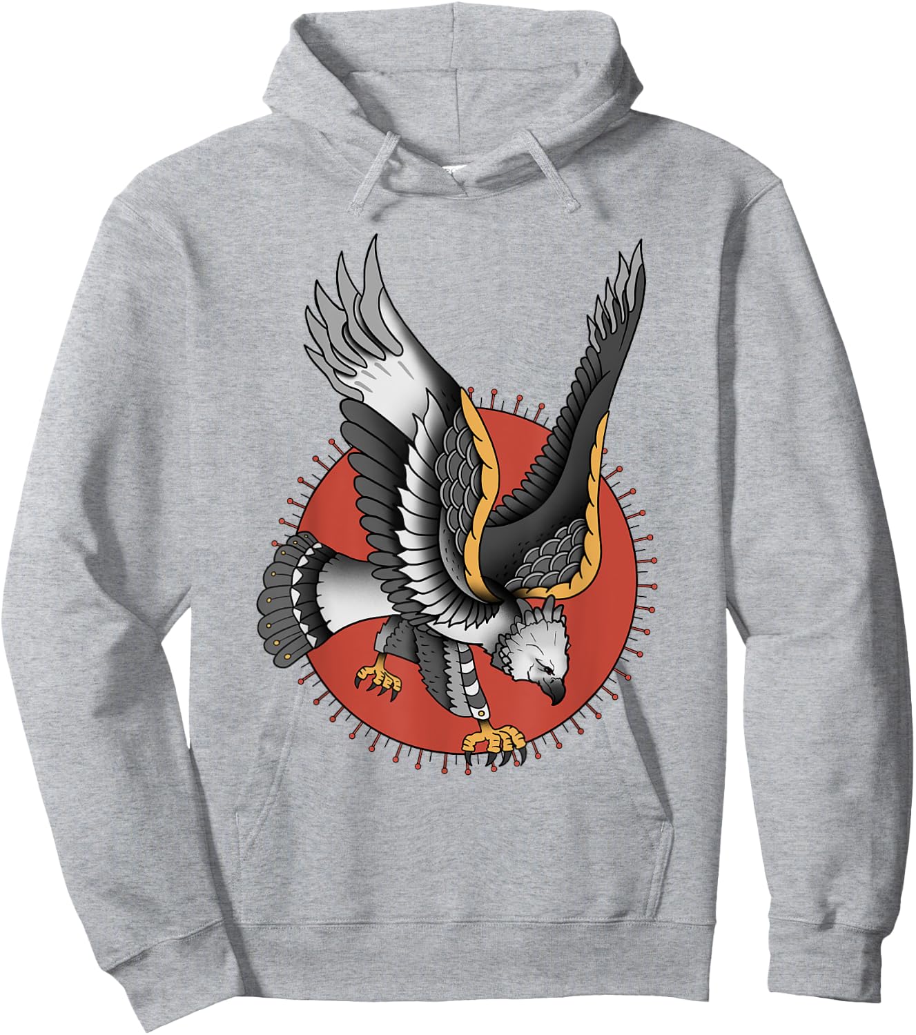 Vintage American Traditional Harpy Eagle Tattoo Hoodie - Hoodie | Ash