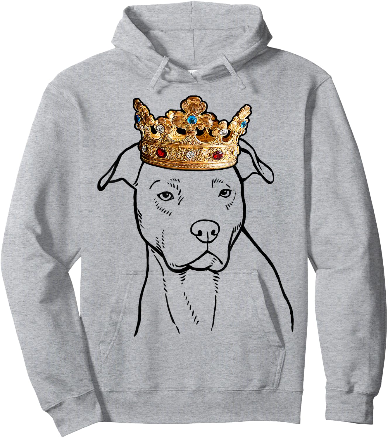 American Pit Bull Terrier Dog Wearing Crown Hoodie - Hoodie | Ash