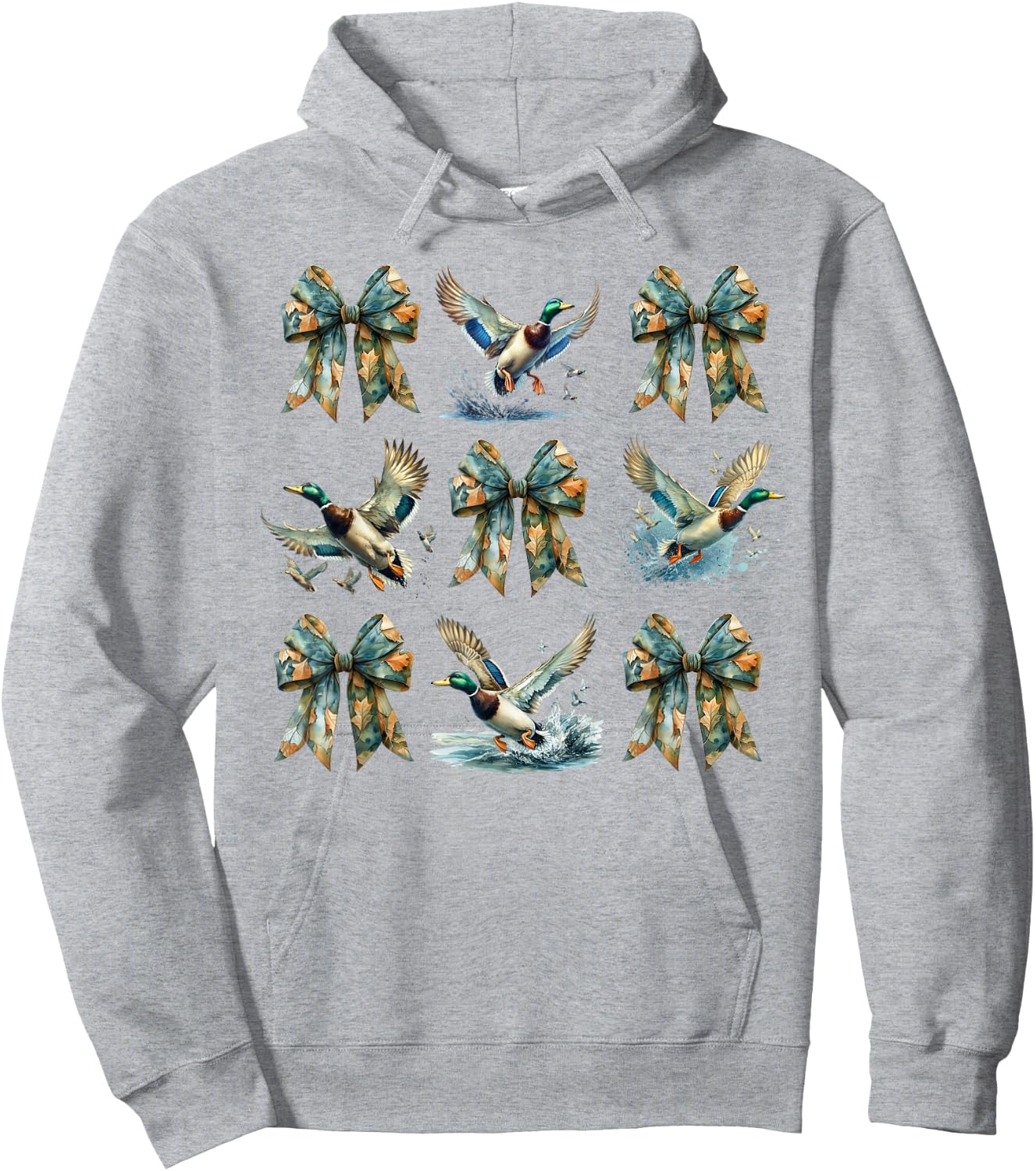 Camouflage Coquette Bow and Mallard Duck Hunting Design Hoodie - Hoodie | Ash