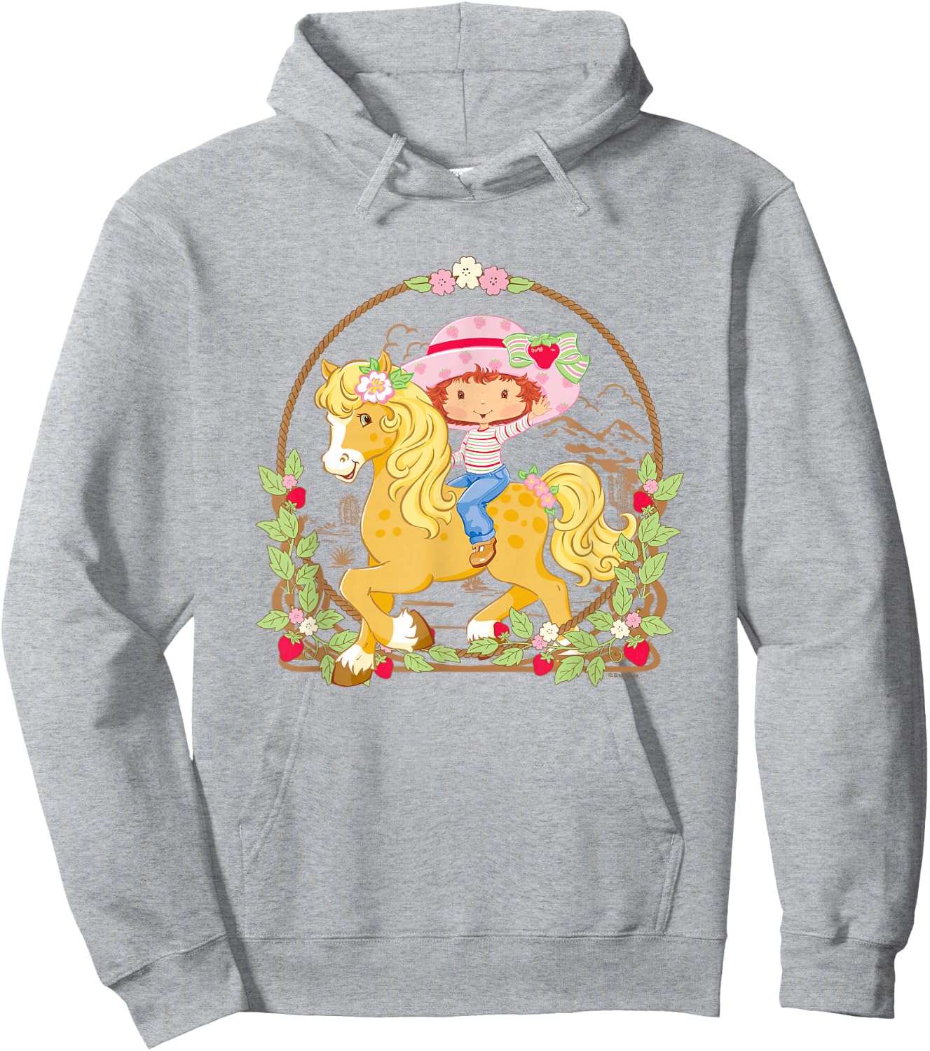 Strawberry Shortcake Cute Berry Country Retro Chest Frame Hoodie - Hoodie | Ash