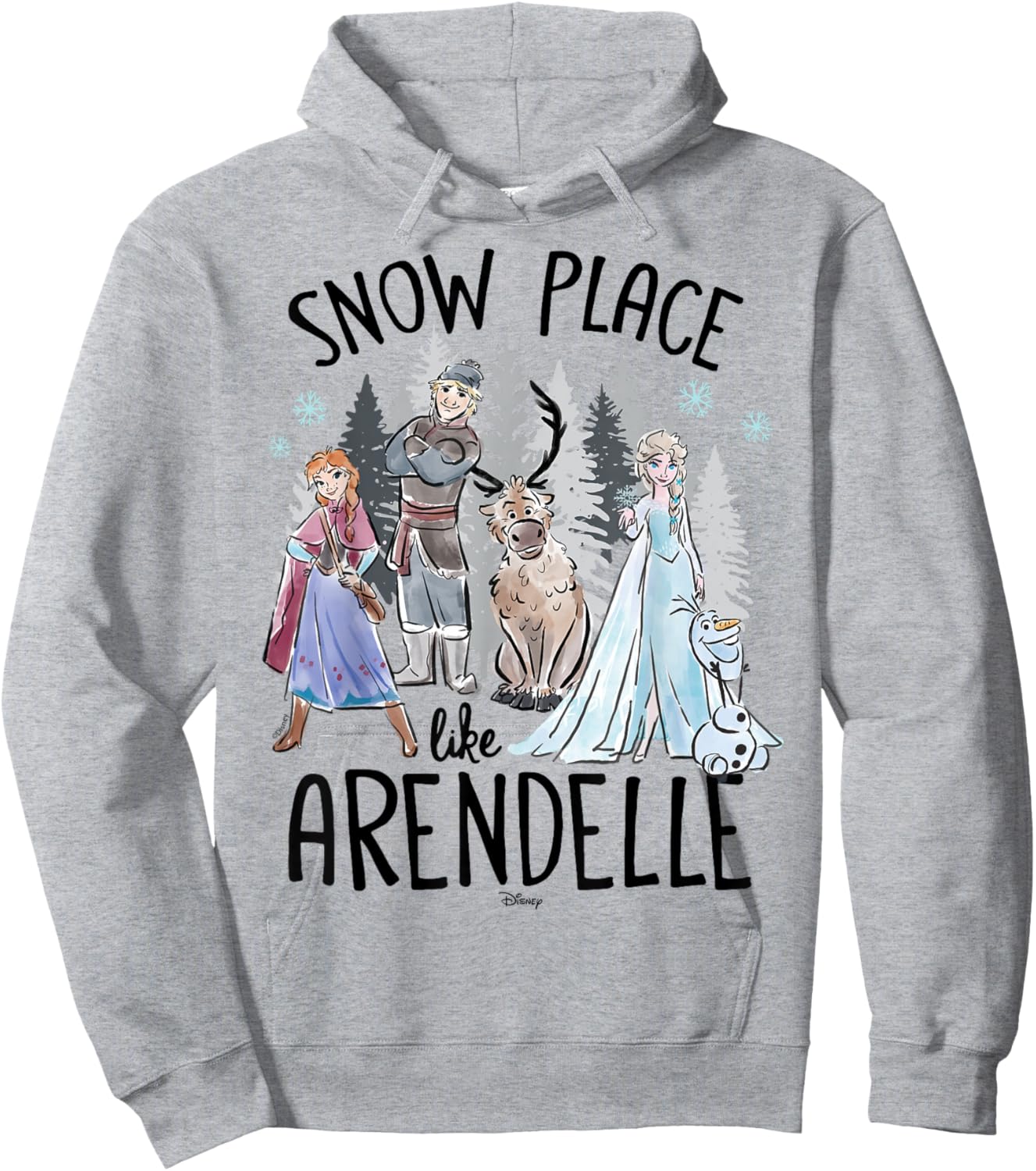Frozen - Elsa Anna Olaf Kristoff Snow Place Like Arendelle Hoodie - Hoodie | Ash