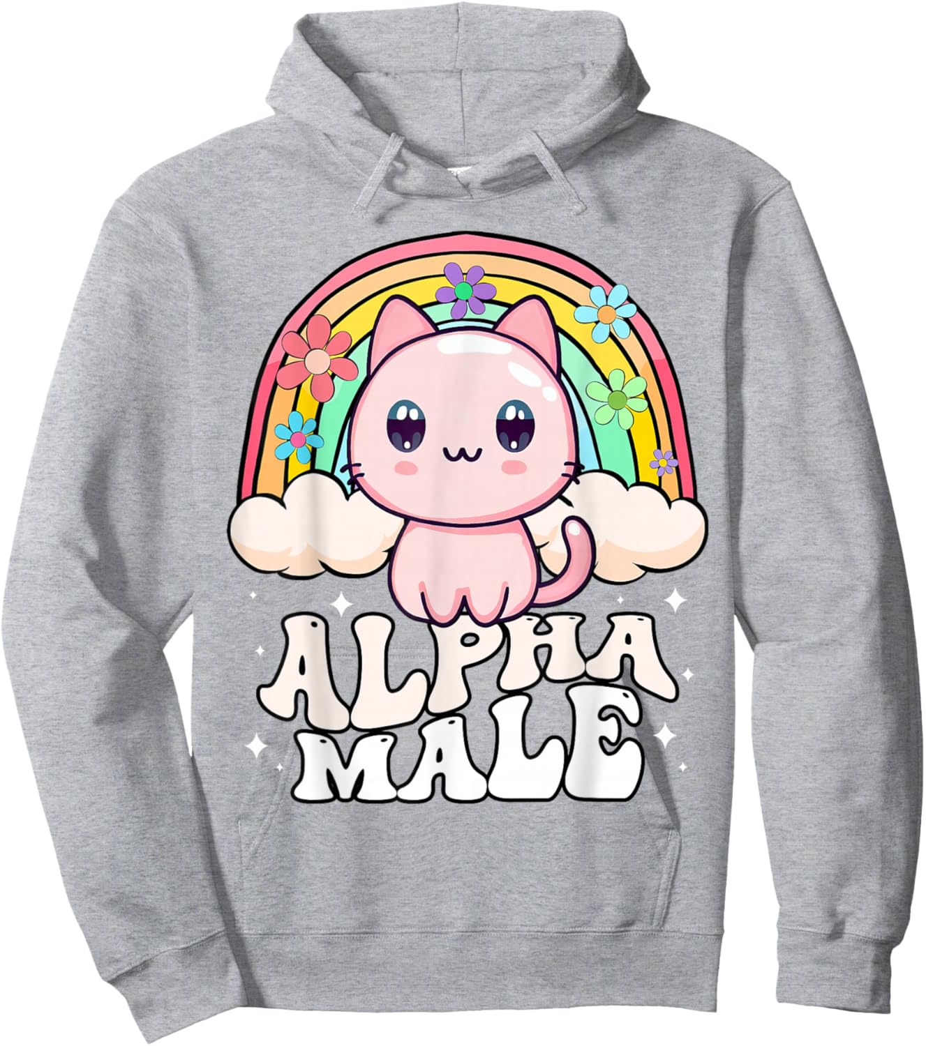 Alpha Male Cat Kitten Rainbow Hoodie - Hoodie | Ash