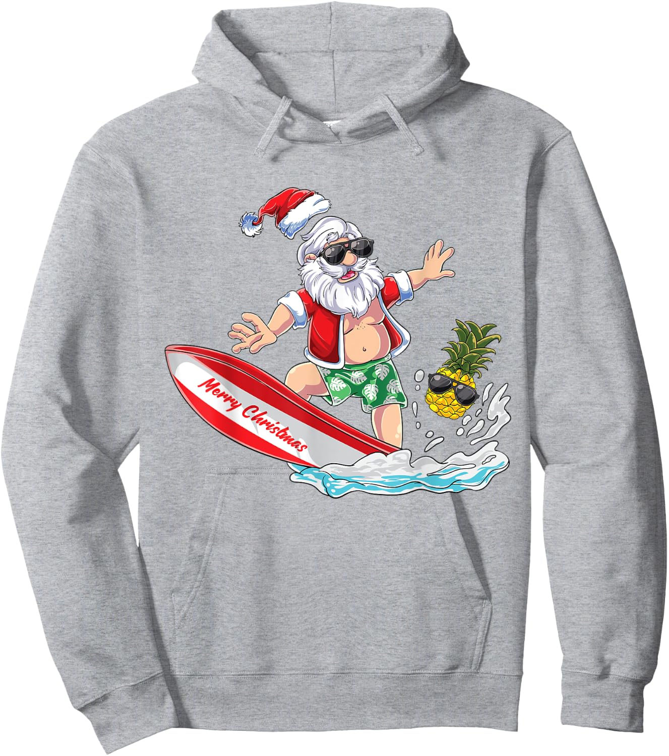 Surfing Santa Beach Holiday Plams Christmas in July Surf Women Kids Hoodie - Hoodie | Ash