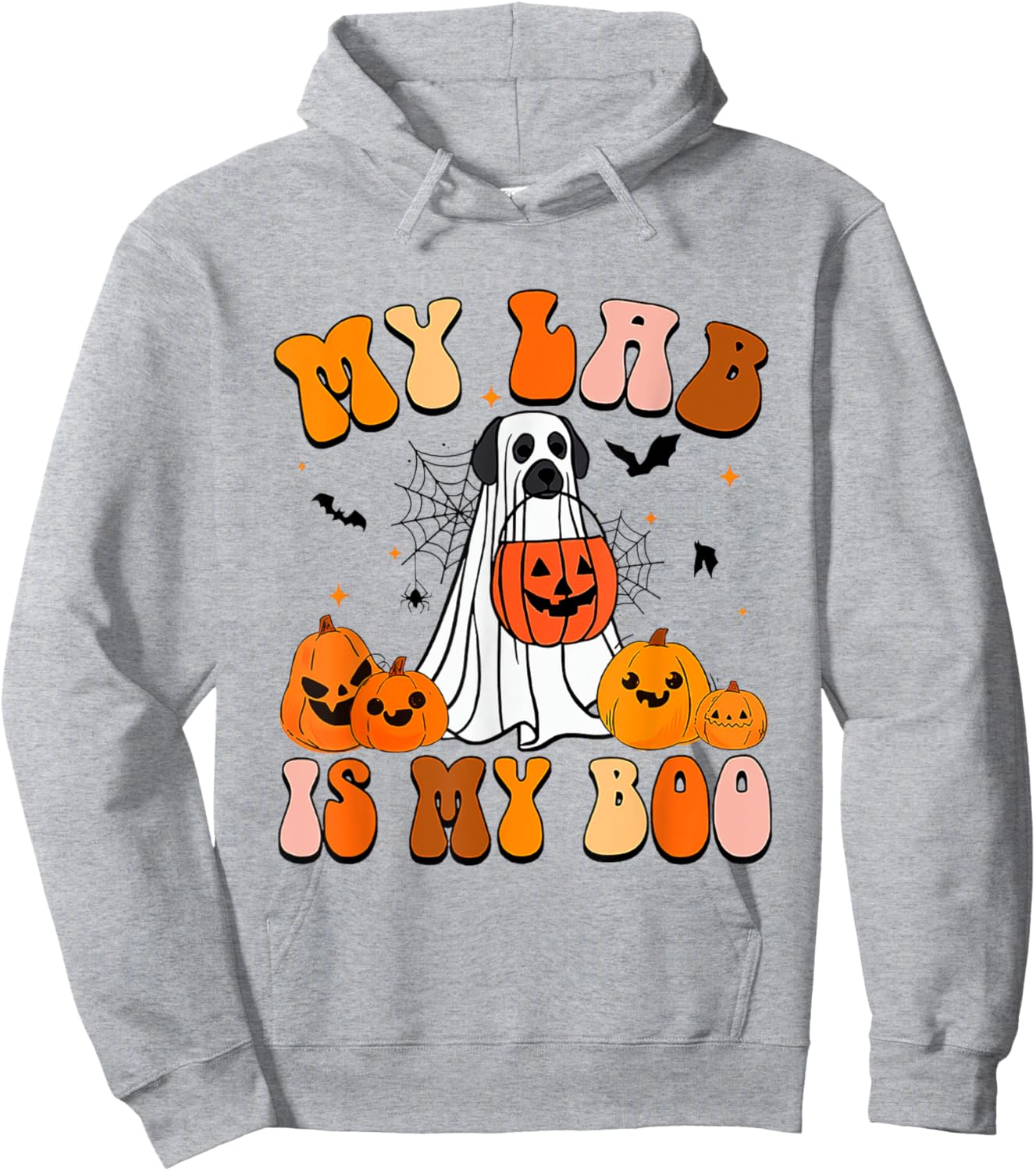 My Lab Is My Boo Dog Ghost Dog Halloween Retro Labrador Mama Hoodie - Hoodie | Ash