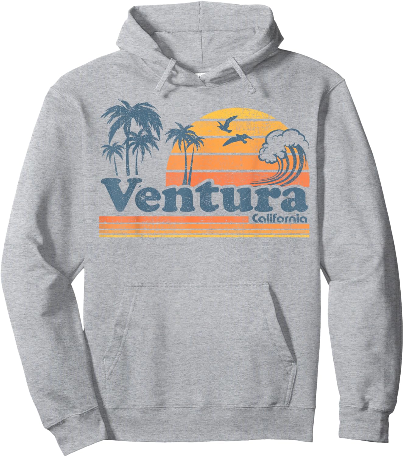 Ventura California Beach Vacation Cute Vintage Cali Retro Hoodie - Hoodie | Ash