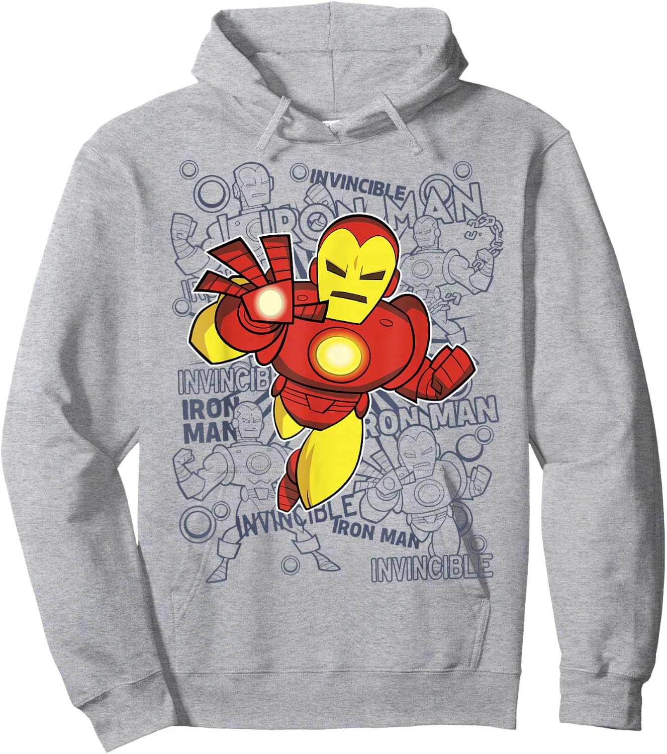 Marvel Iron Man Retro Portrait Sketch Background Hoodie - Hoodie | Ash
