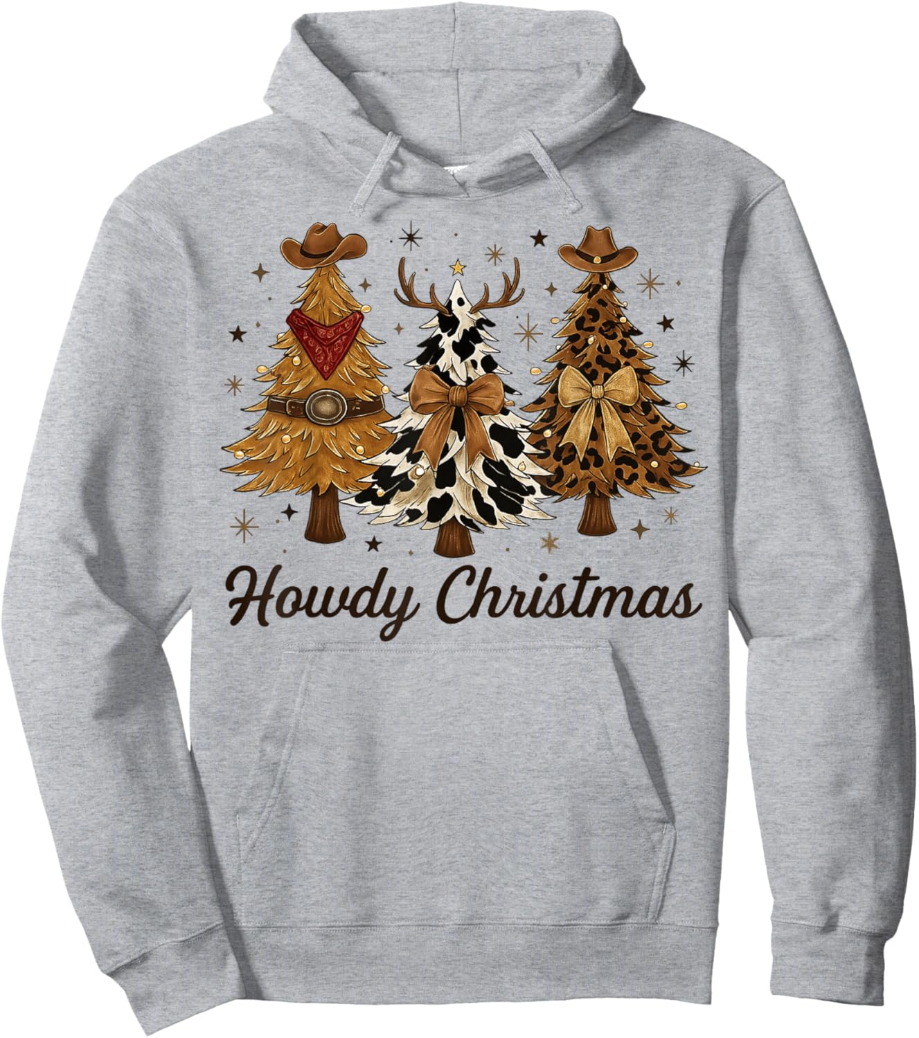 Howdy Christmas Tree Cowboy Hat Funny Western Country Xmas Hoodie - Hoodie | Ash