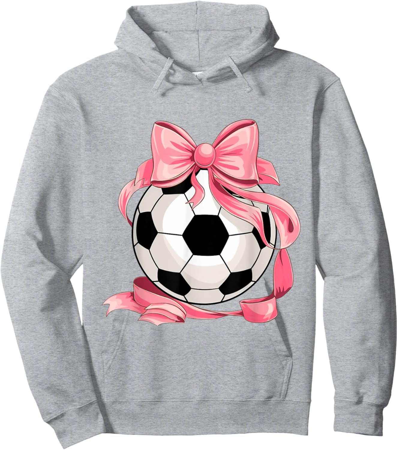 Cute Pink Bow Coquette Ball Soccer Girl Aesthetic Player Mom Hoodie - Hoodie | Ash