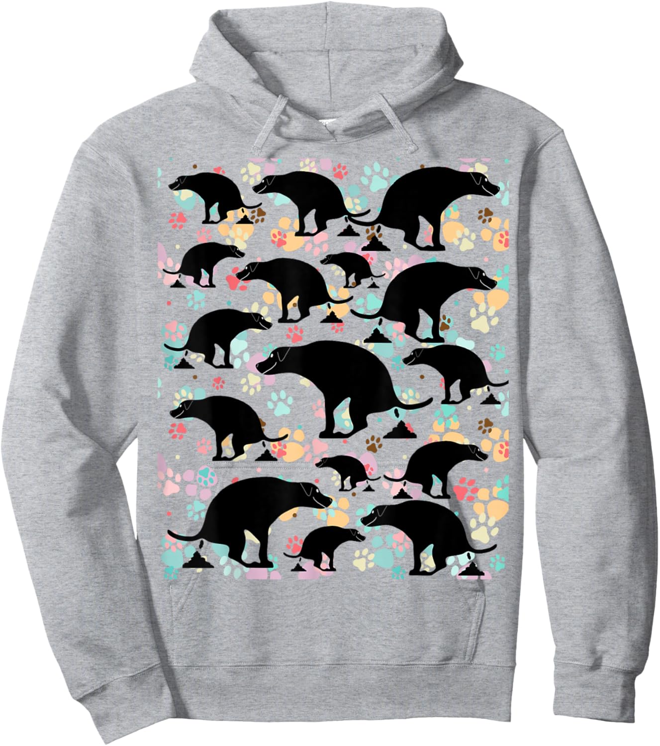 Cute Pooping Dog Pattern Delights Hoodie - Hoodie | Ash