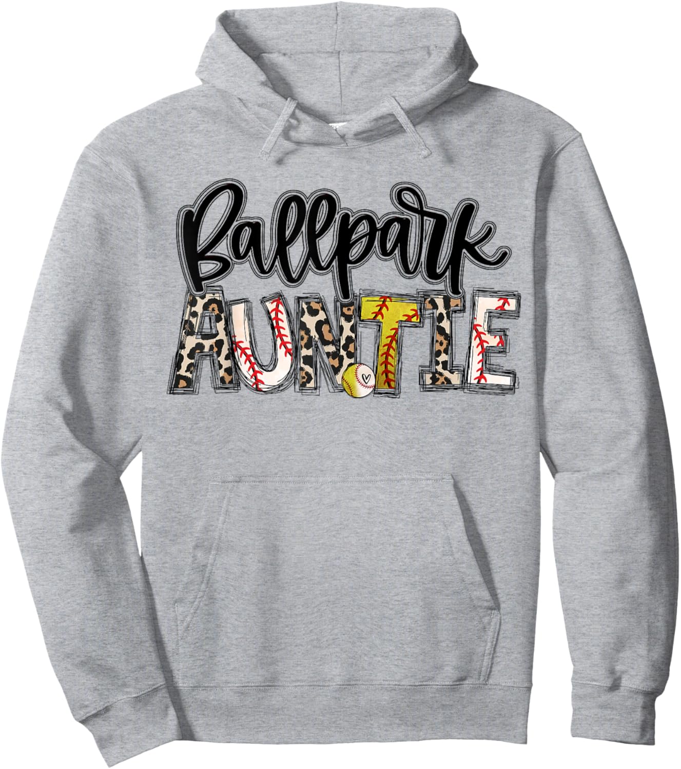 BallPark Auntie Softball Baseball Aunt Baller Mother's Day Hoodie - Hoodie | Ash