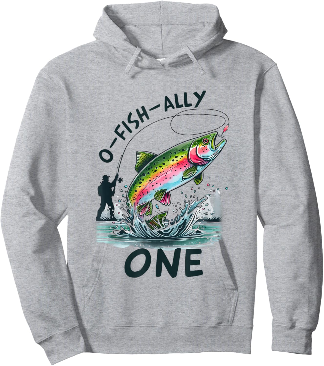 O Fish Ally One 1st Fishing First Birthday Party Fisher Boys Hoodie - Hoodie | Ash