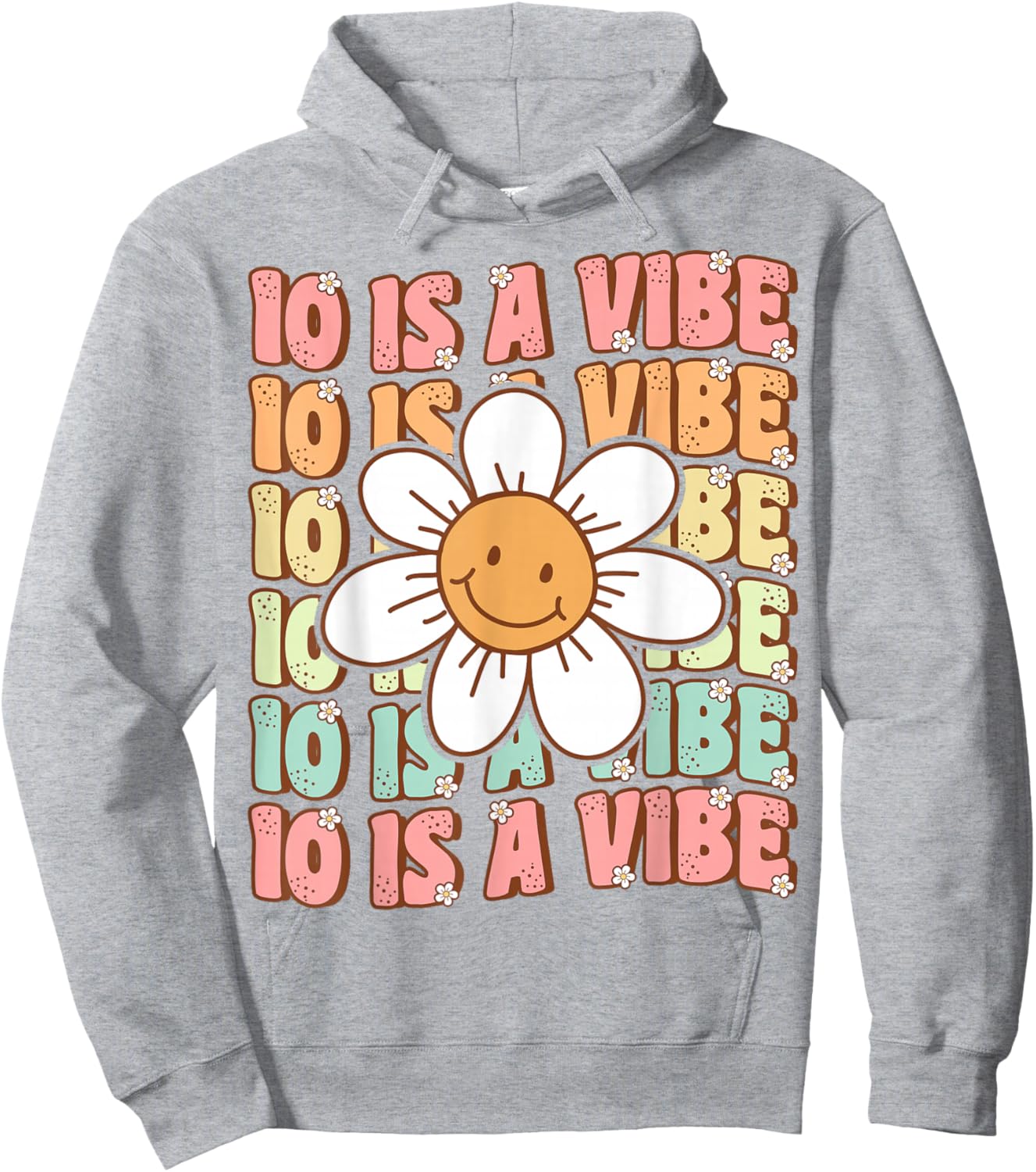 Ten is A Vibe Cute Groovy 10th Birthday Party Daisy Flower Hoodie - Hoodie | Ash