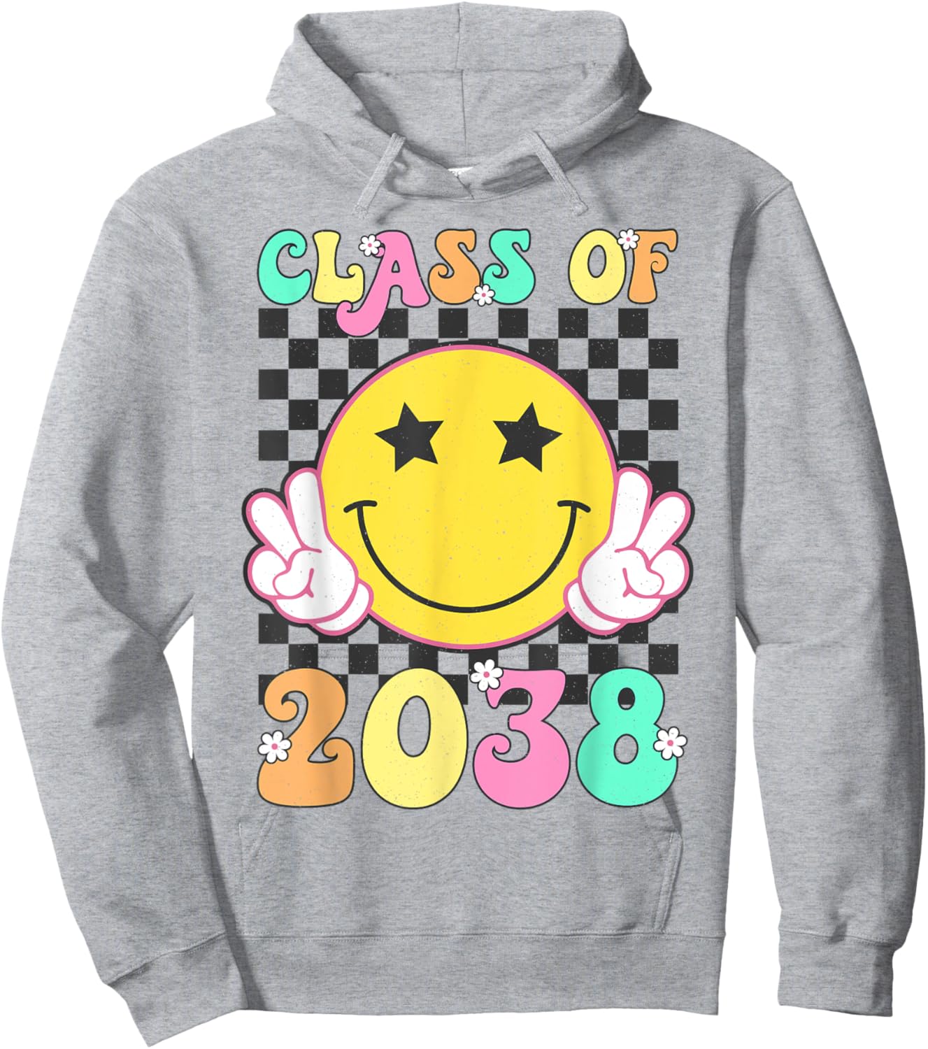 Retro Class of 2038 Grow With Me Back to School Kindergarten Hoodie - Hoodie | Ash