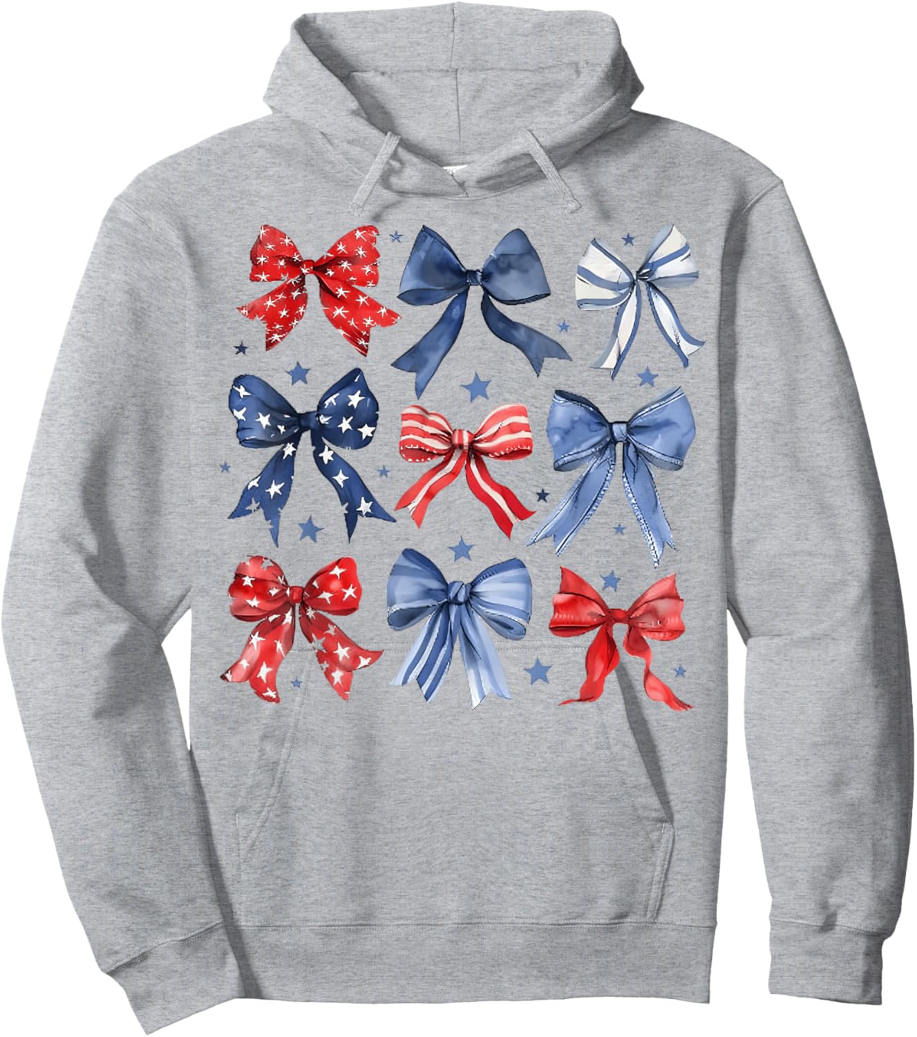 4th of July America Patriotic Bow Ribbon Hoodie - Hoodie | Ash