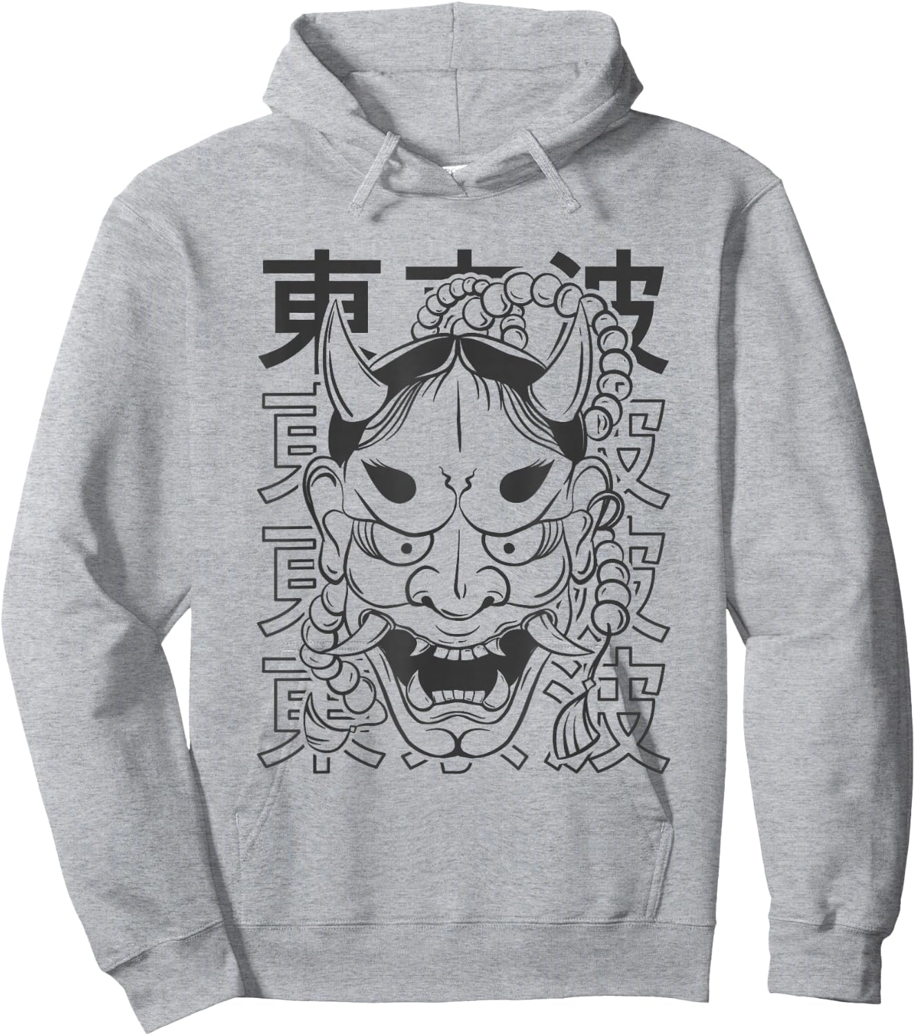 Japanese Demon Hannya Oni Mask Japanese Aesthetic Japan Art Hoodie - Hoodie | Ash