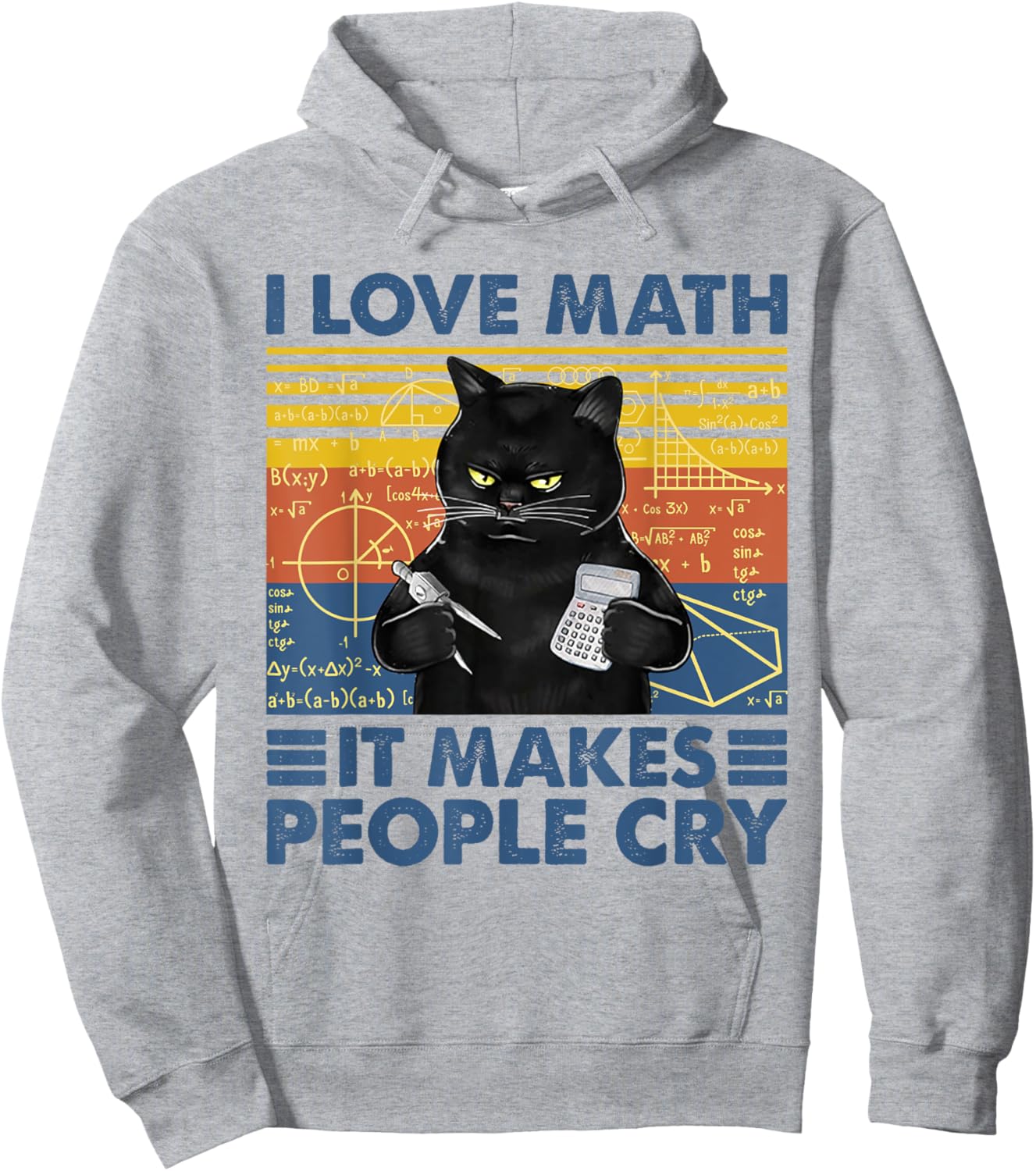 Black Cat Teacher I Love Math It Make People Cry Women Hoodie - Hoodie | Ash