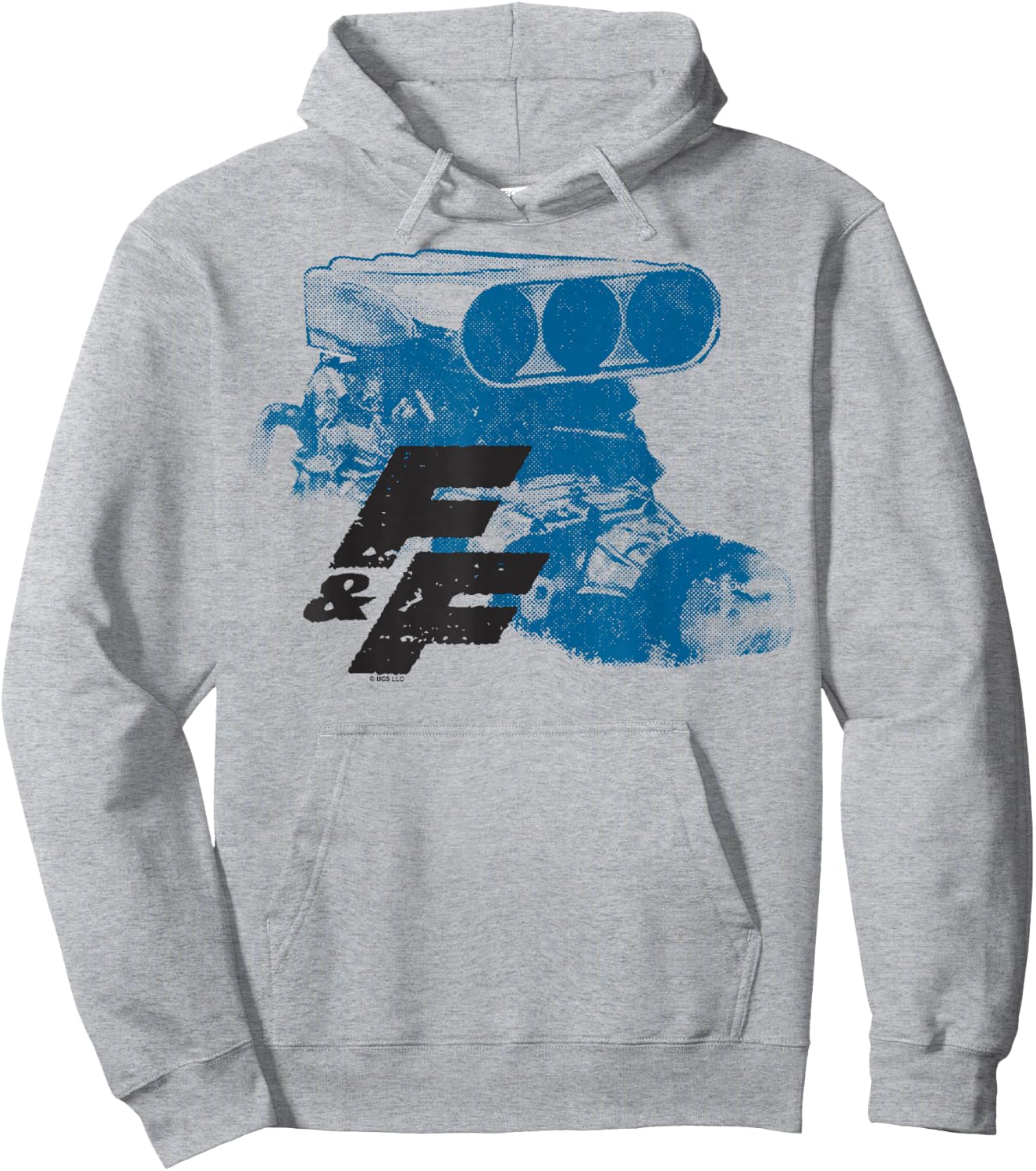 Fast & Furious Blue Hue Engine Block Distressed Logo Hoodie - Hoodie | Ash