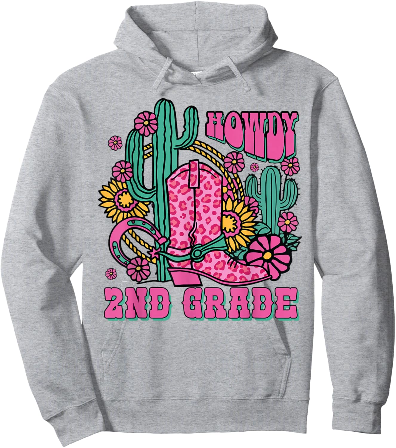 Howdy 2nd Grade Western Second Grade Teacher Cowboy Cowgirl Hoodie - Hoodie | Ash