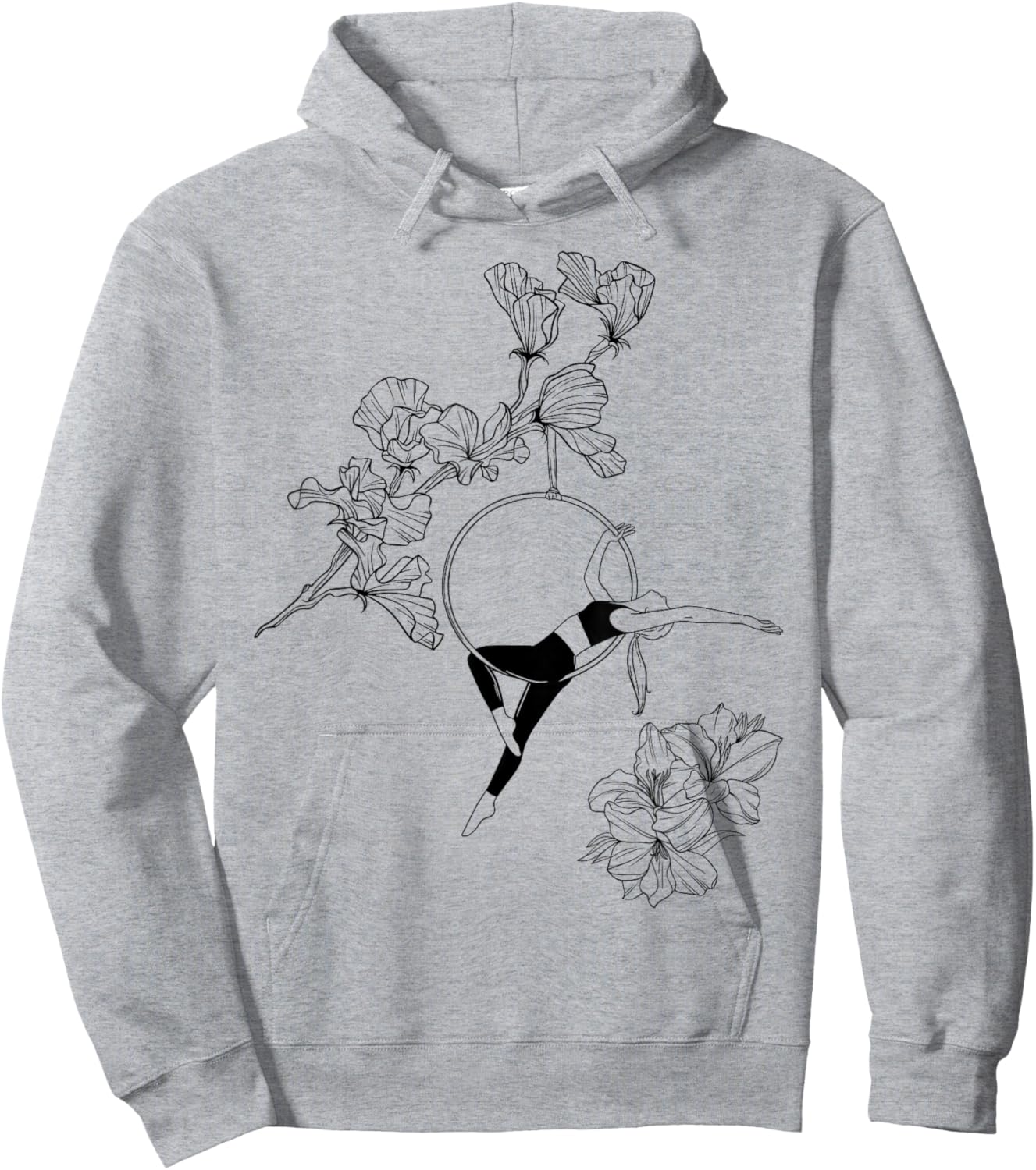 Aerial Hoop, Aerial Artist Circus, Aerial Yoga Gifts Flowers Hoodie - Hoodie | Ash