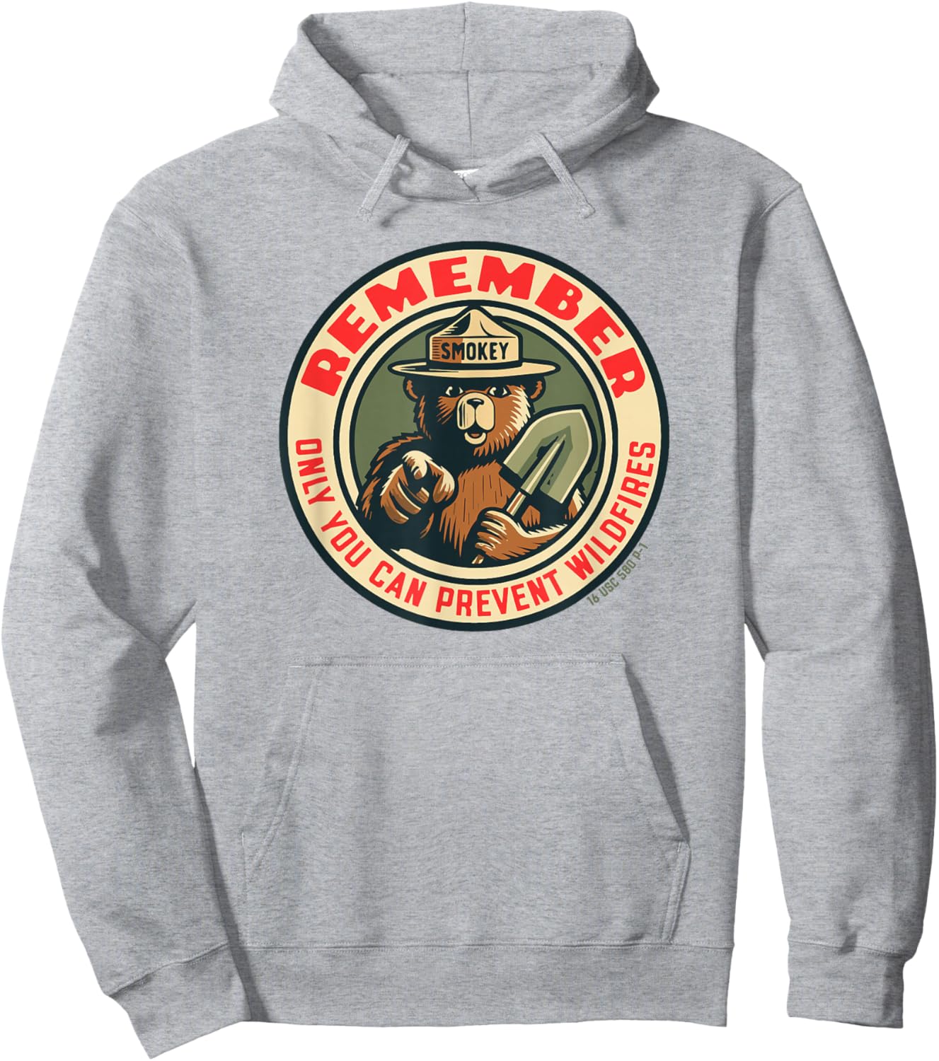 Remember Only You Vintage Smokey Bear Seal Retro Hoodie - Hoodie | Ash