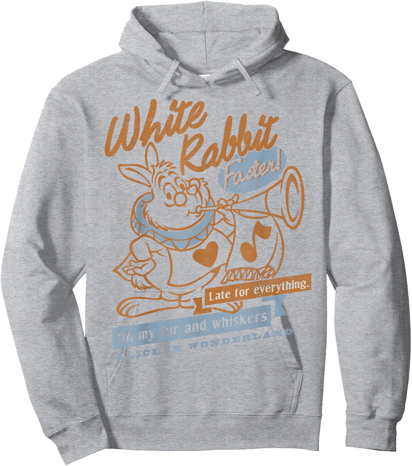 Disney Alice In Wonderland White Rabbit Outlined Text Poster Hoodie - Hoodie | Ash