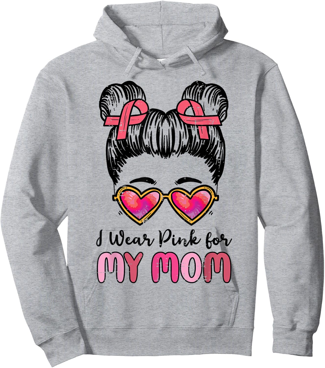I Wear Pink For My Mom Breast Cancer Awareness Girls Kids Hoodie - Hoodie | Ash