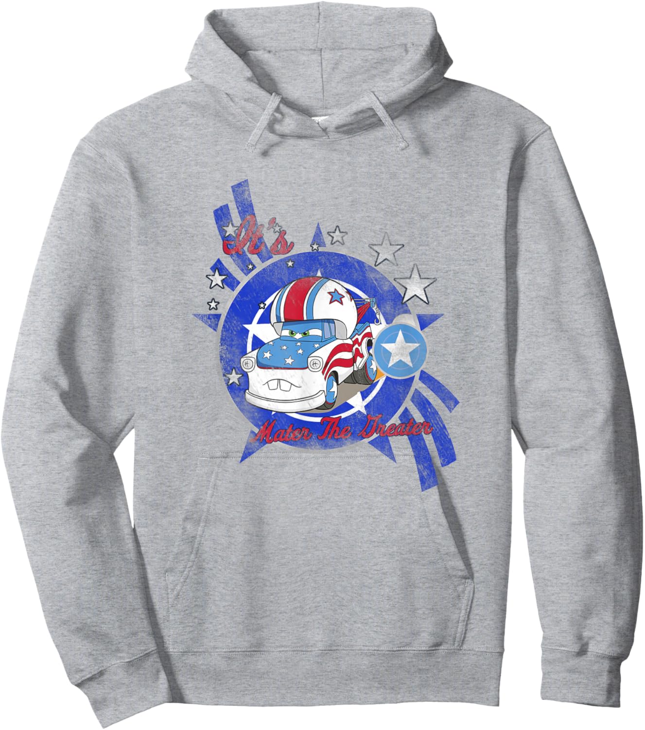 Disney Pixar Cars It's Mater The Greater Stuntman Distressed Hoodie - Hoodie | Ash