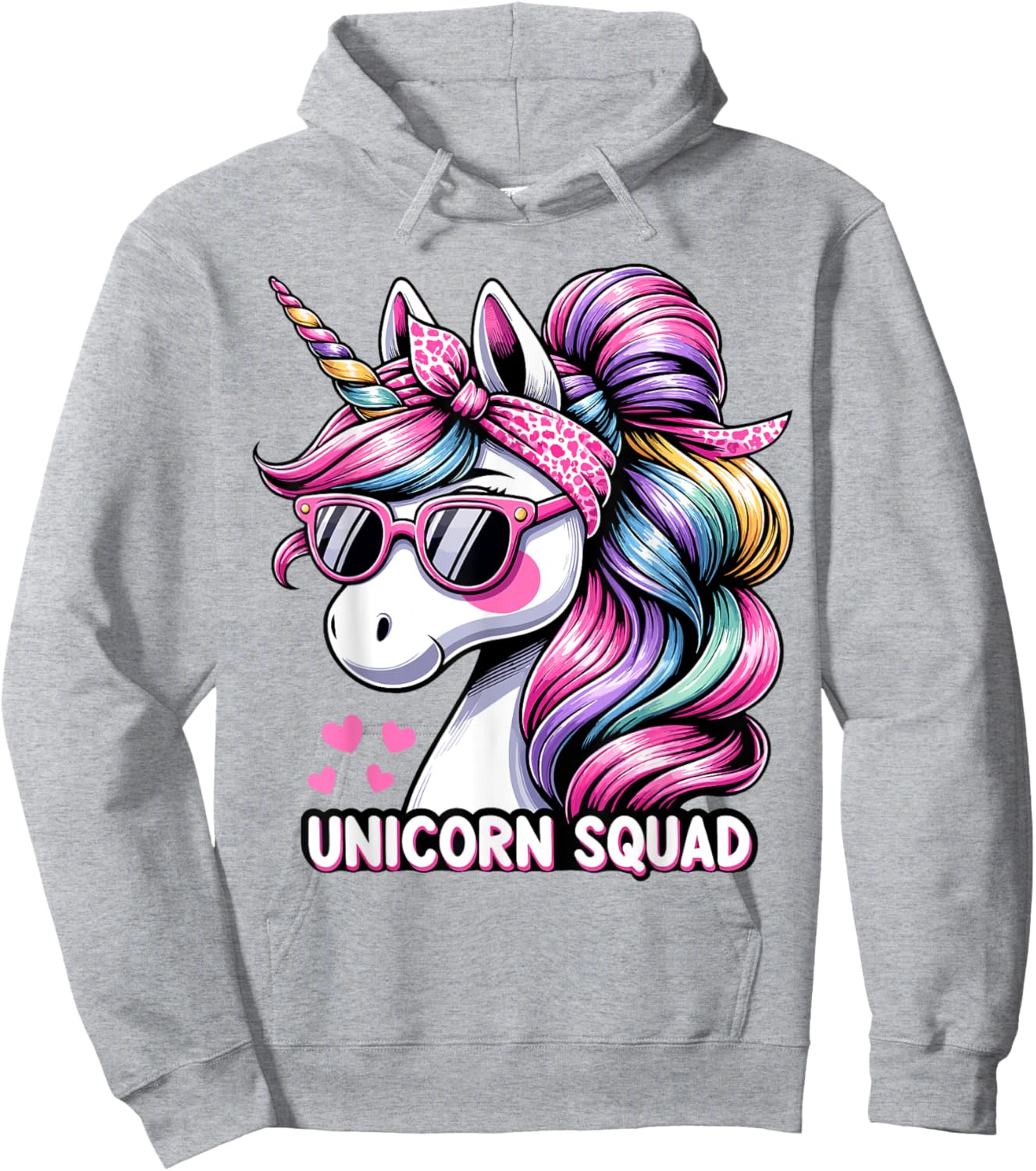 Unicorn Squad - Graceful Unicorn with leopard Bandana Hoodie - Hoodie | Ash