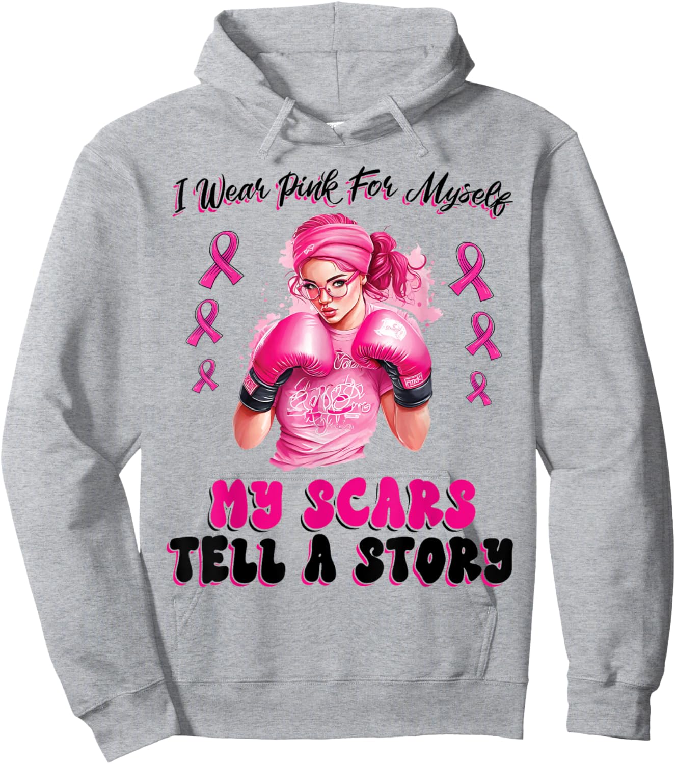 I Wear Pink For Myself My Scars Tell A Story Girl Warrior Hoodie - Hoodie | Ash