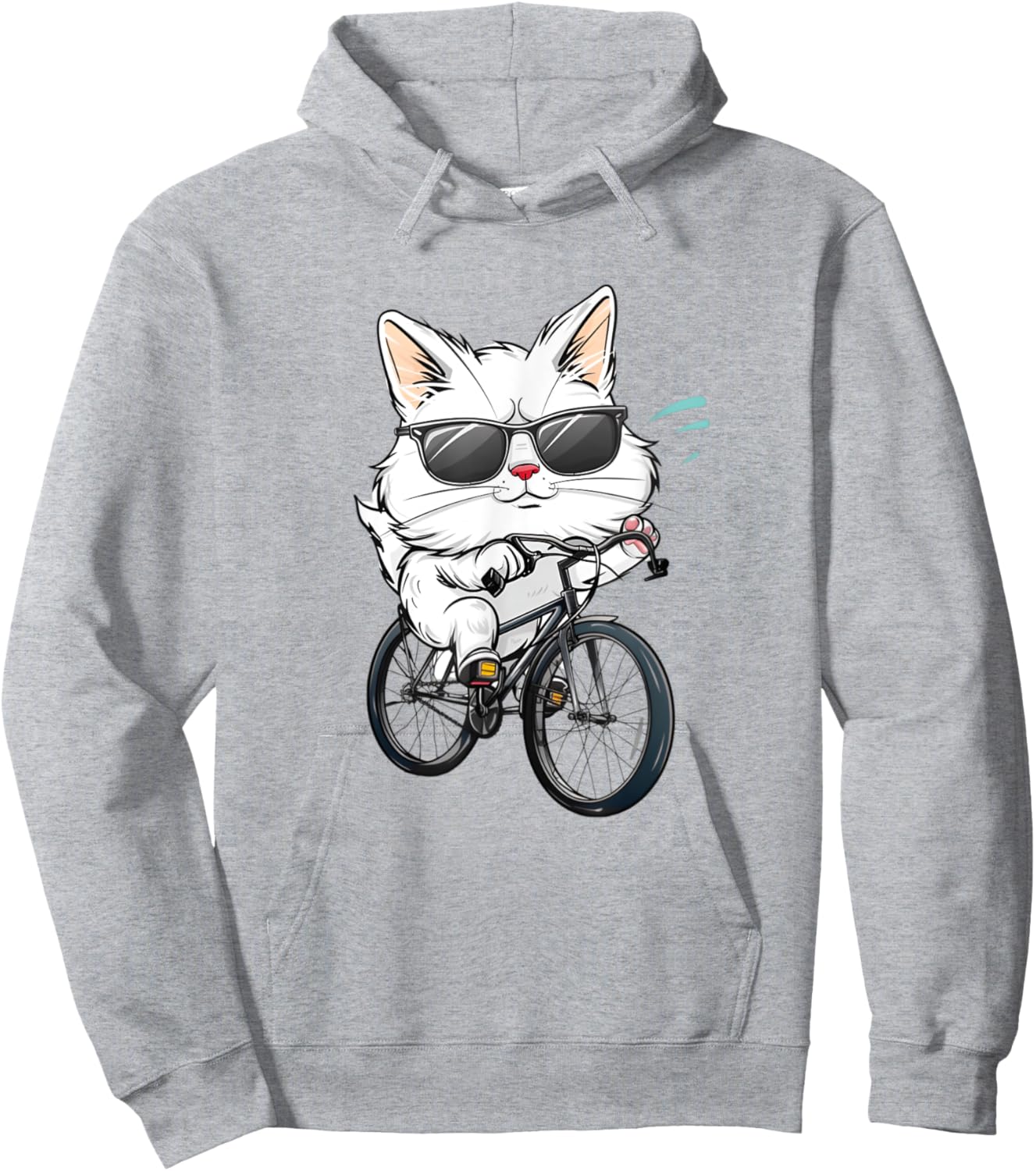 Cat Bike Riding I Funny Cat On A Bike Cat Cyclist Cat Lover Hoodie - Hoodie | Ash