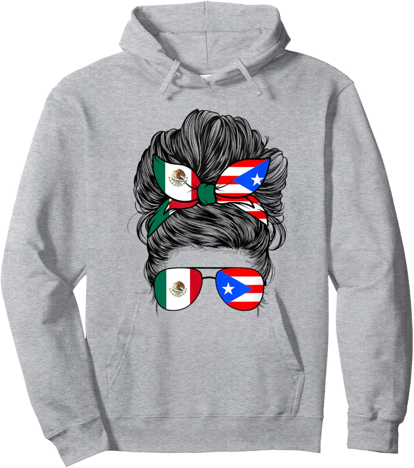 Mexirican Girl Women Half Mexican And Puerto Rican Rico Flag Hoodie - Hoodie | Ash