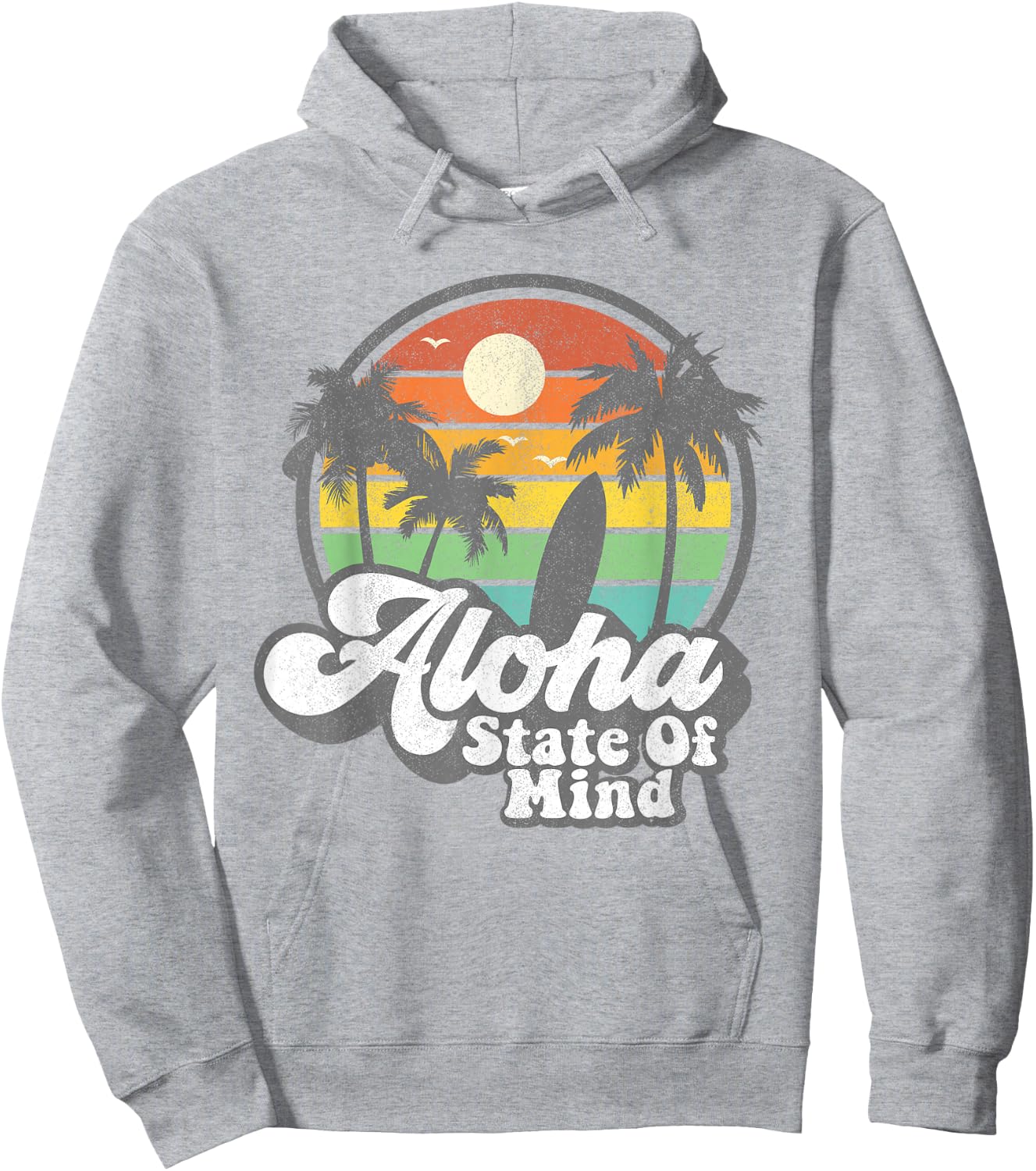 Vintage Hawaii Aloha State Hawaiian Beach Surfing Surf Gift Hoodie - Hoodie | Ash