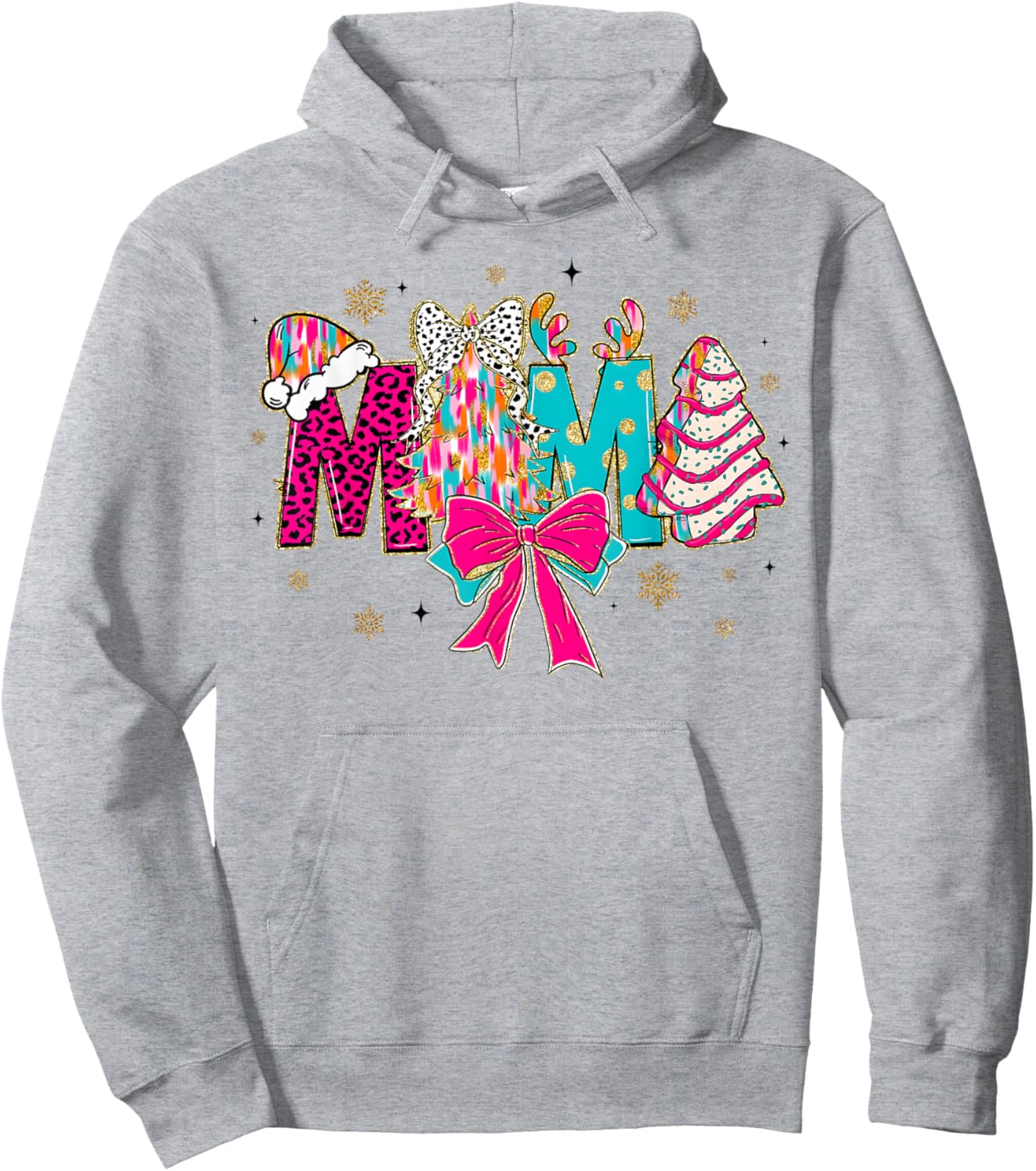 Colorful Coquette Christmas Mama Xmas Tree Cake for Mom Mama Hoodie - Hoodie | Ash