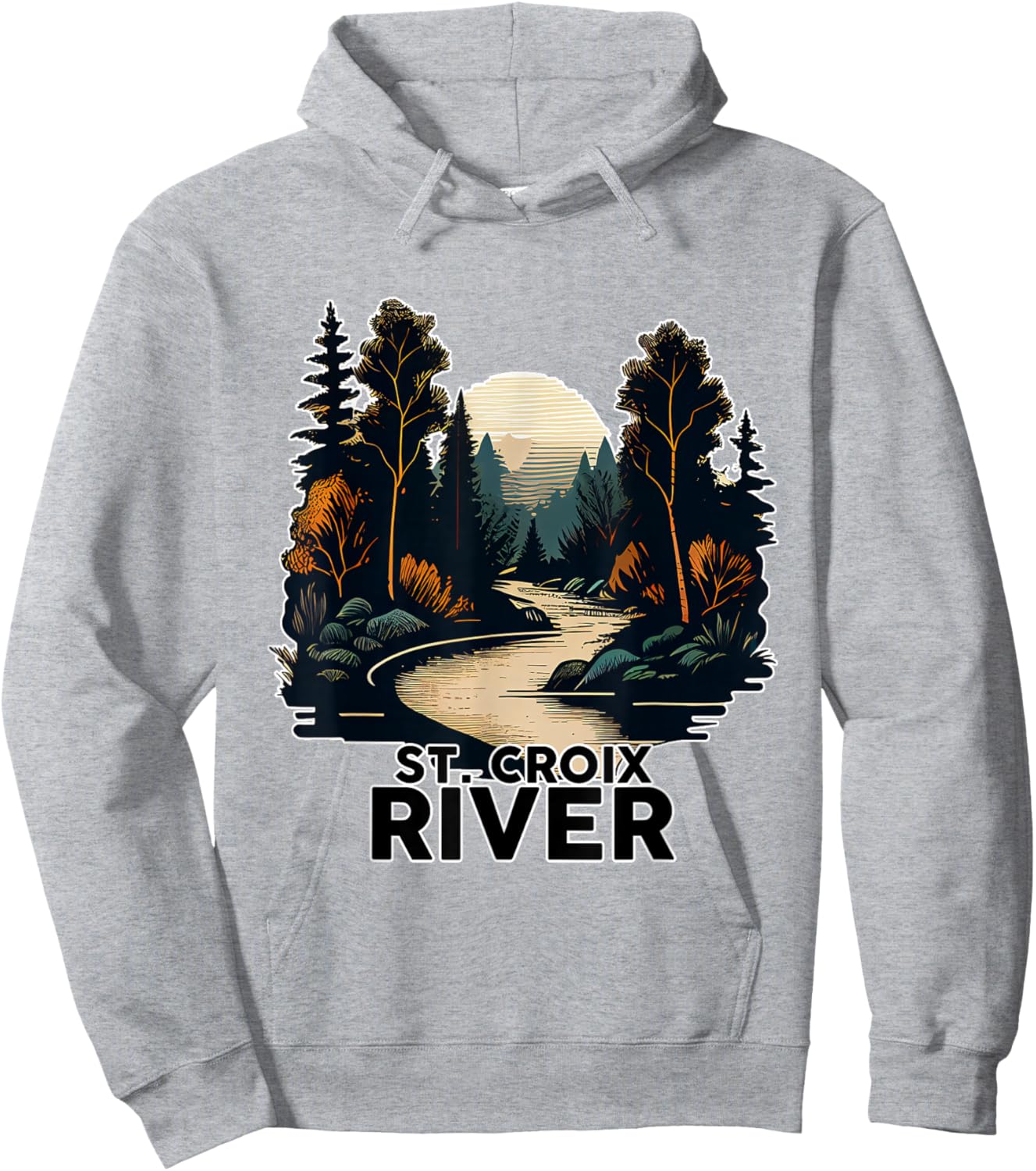 St. Croix River Retro Minimalist River St. Croix Hoodie - Hoodie | Ash