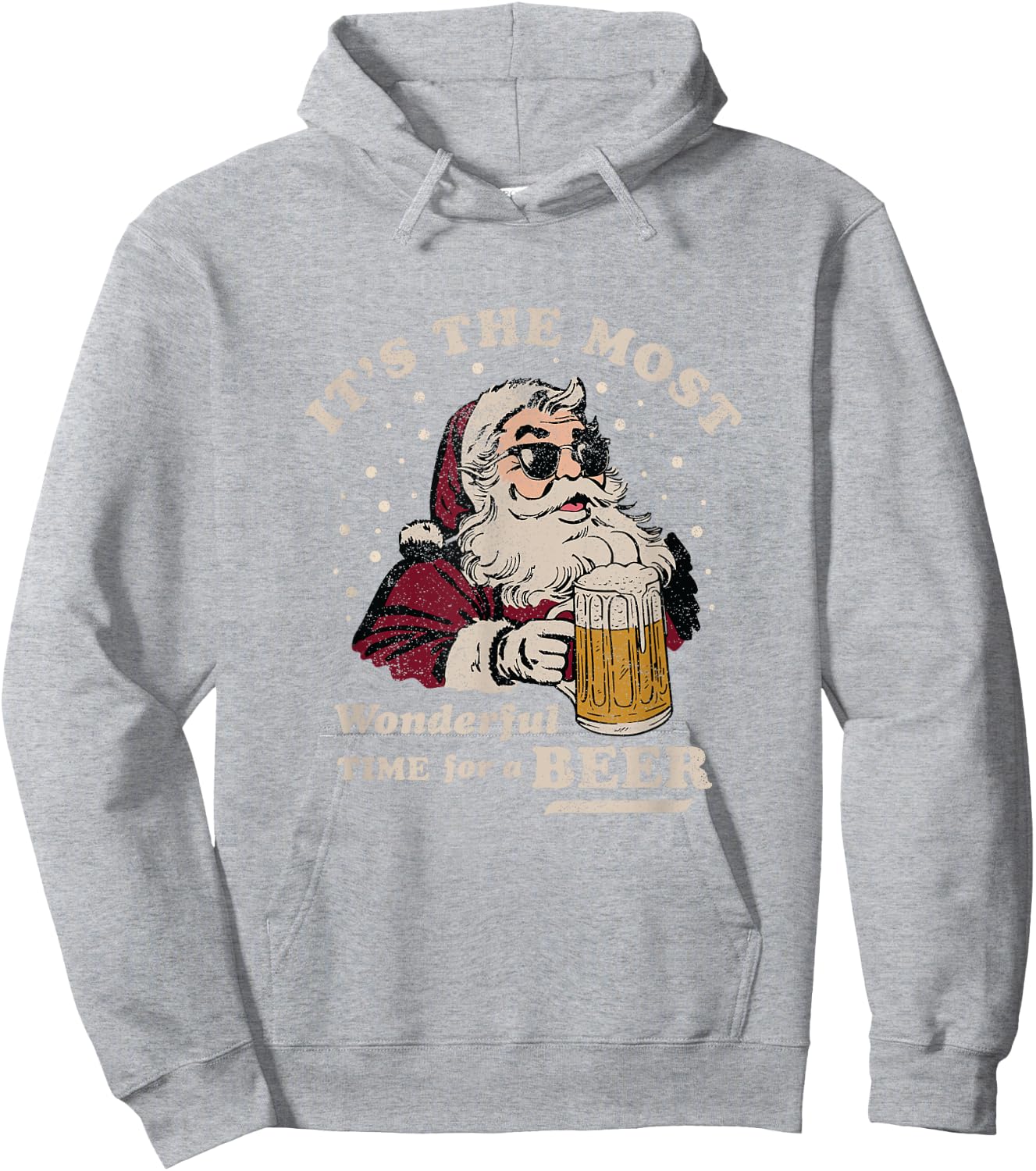 Funny Santa Beer Merry Christmas Hoodie - Hoodie | Ash
