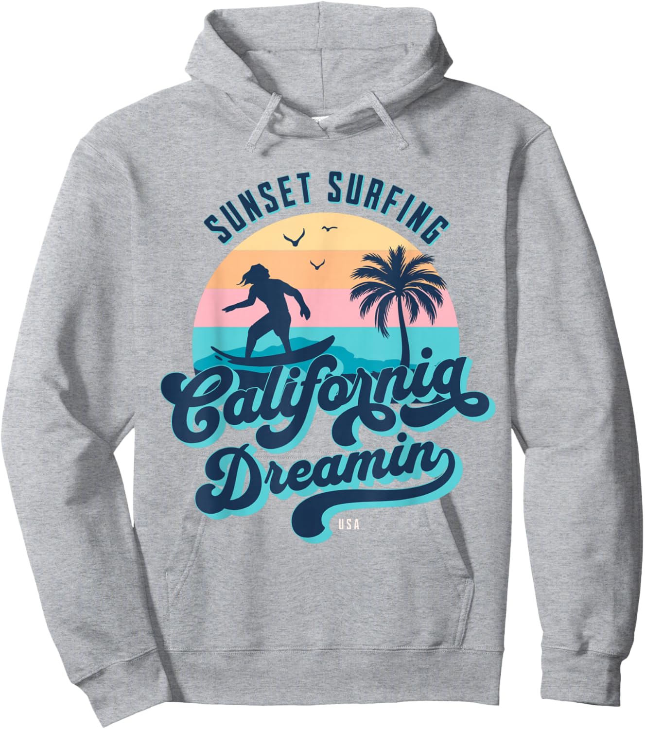 Sunset Surfing California Dreamin USA Surfer Hoodie - Hoodie | Ash