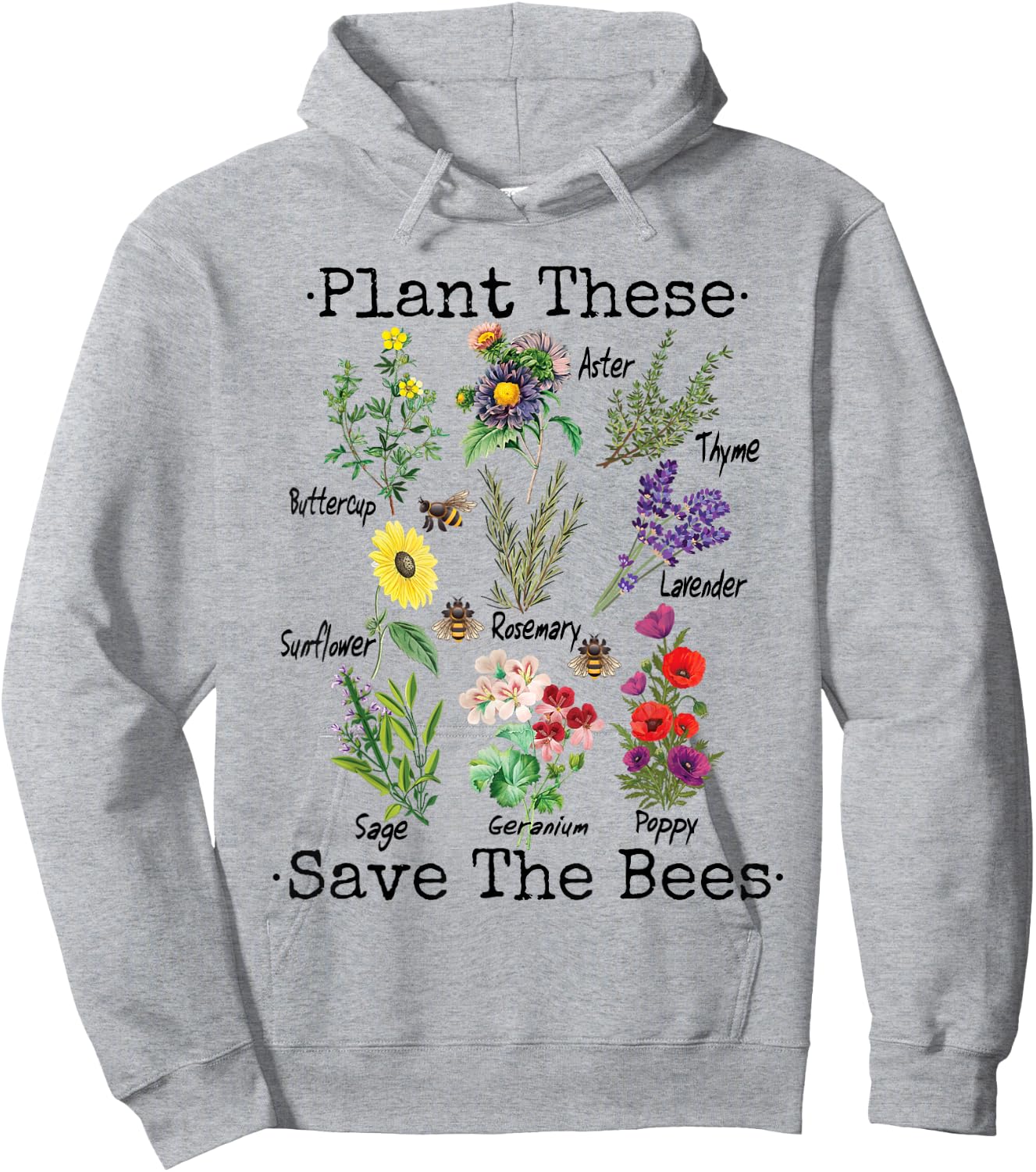 Plant These Save The Bees Shirt Women Yellow Flowers Hoodie - Hoodie | Ash